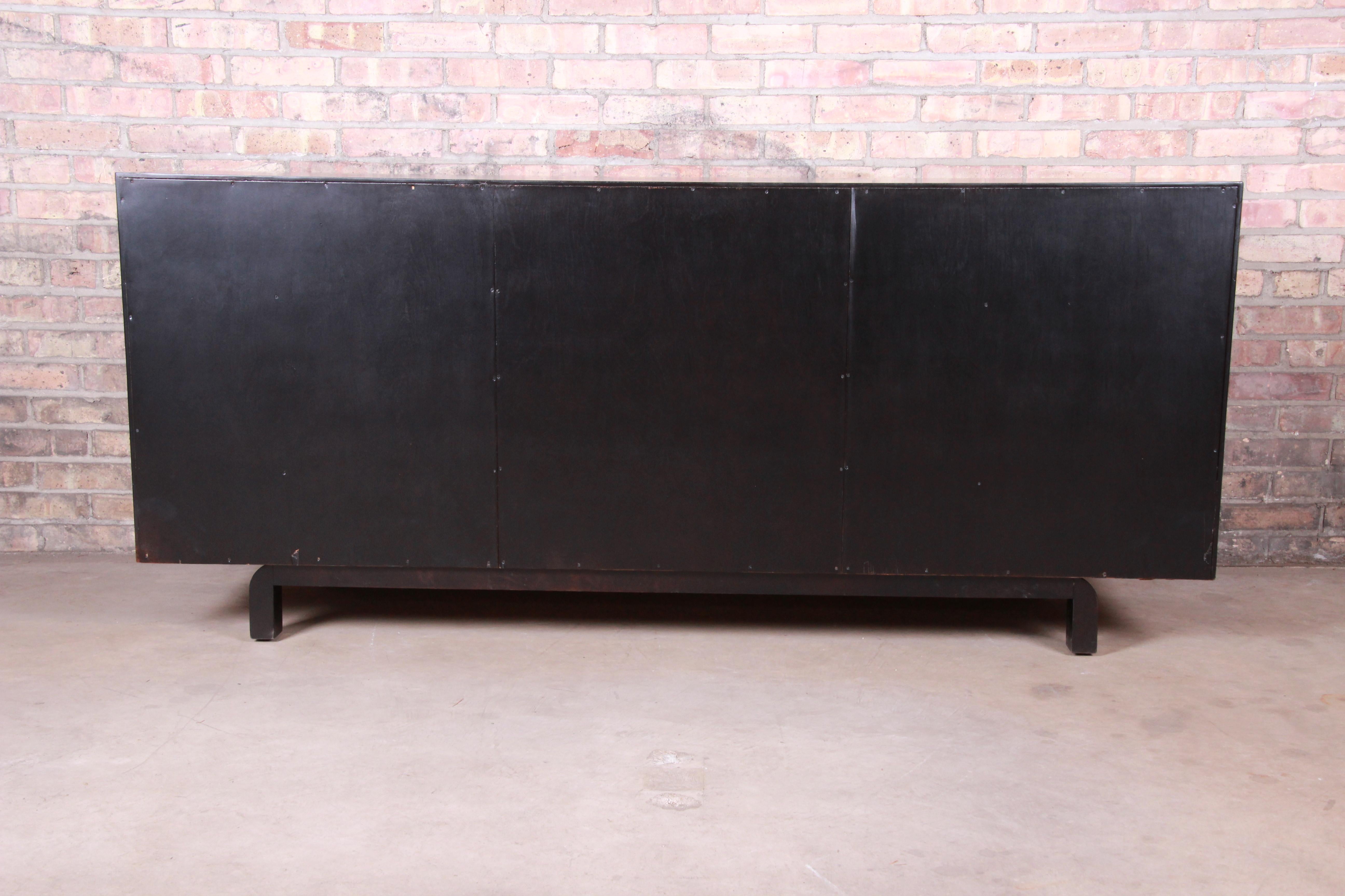 Edmond Spence Swedish Modern Ebonized Sideboard Credenza, Newly Refinished 8