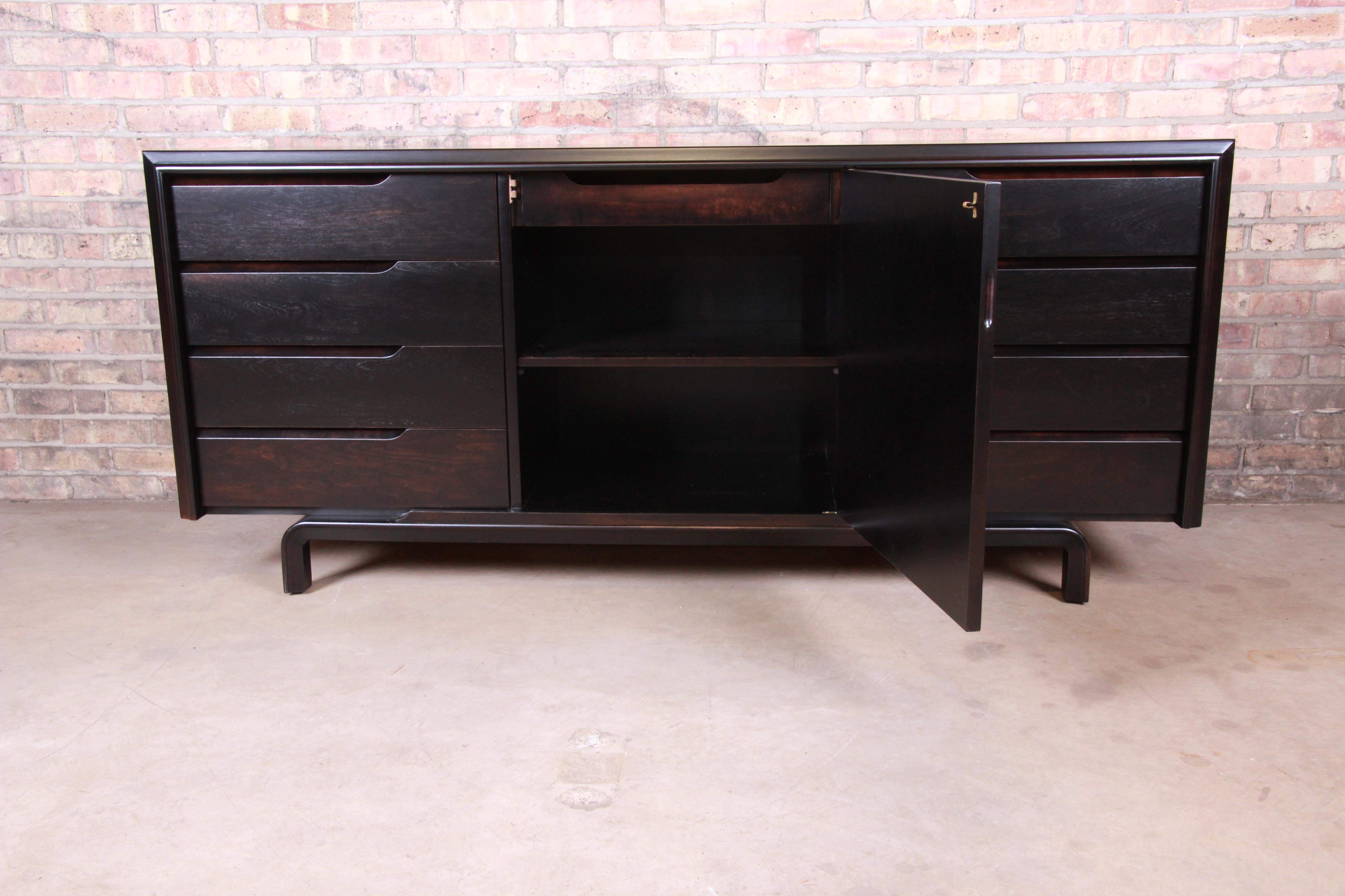 Edmond Spence Swedish Modern Ebonized Sideboard Credenza, Newly Refinished 2