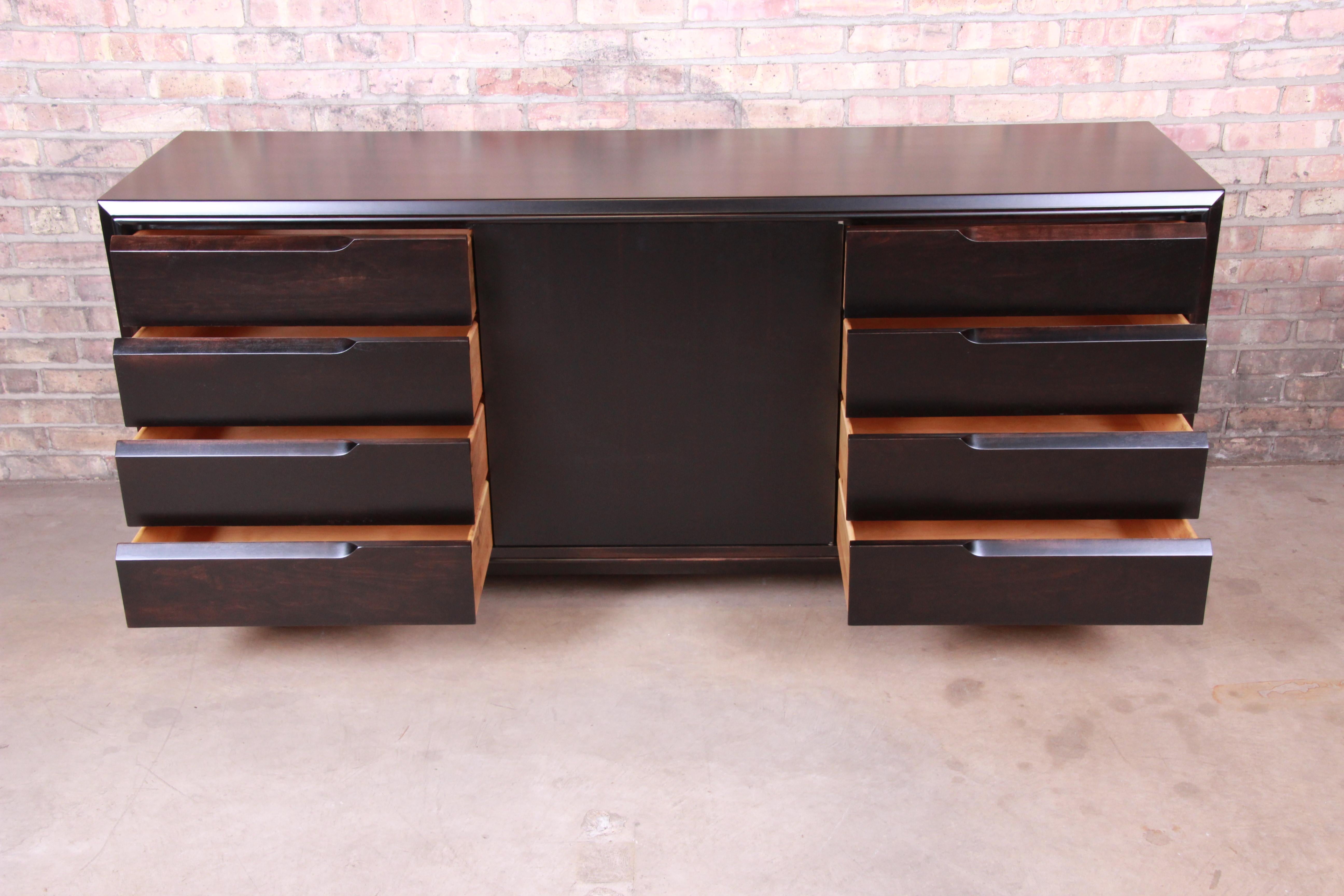 Edmond Spence Swedish Modern Ebonized Sideboard Credenza, Newly Refinished 3