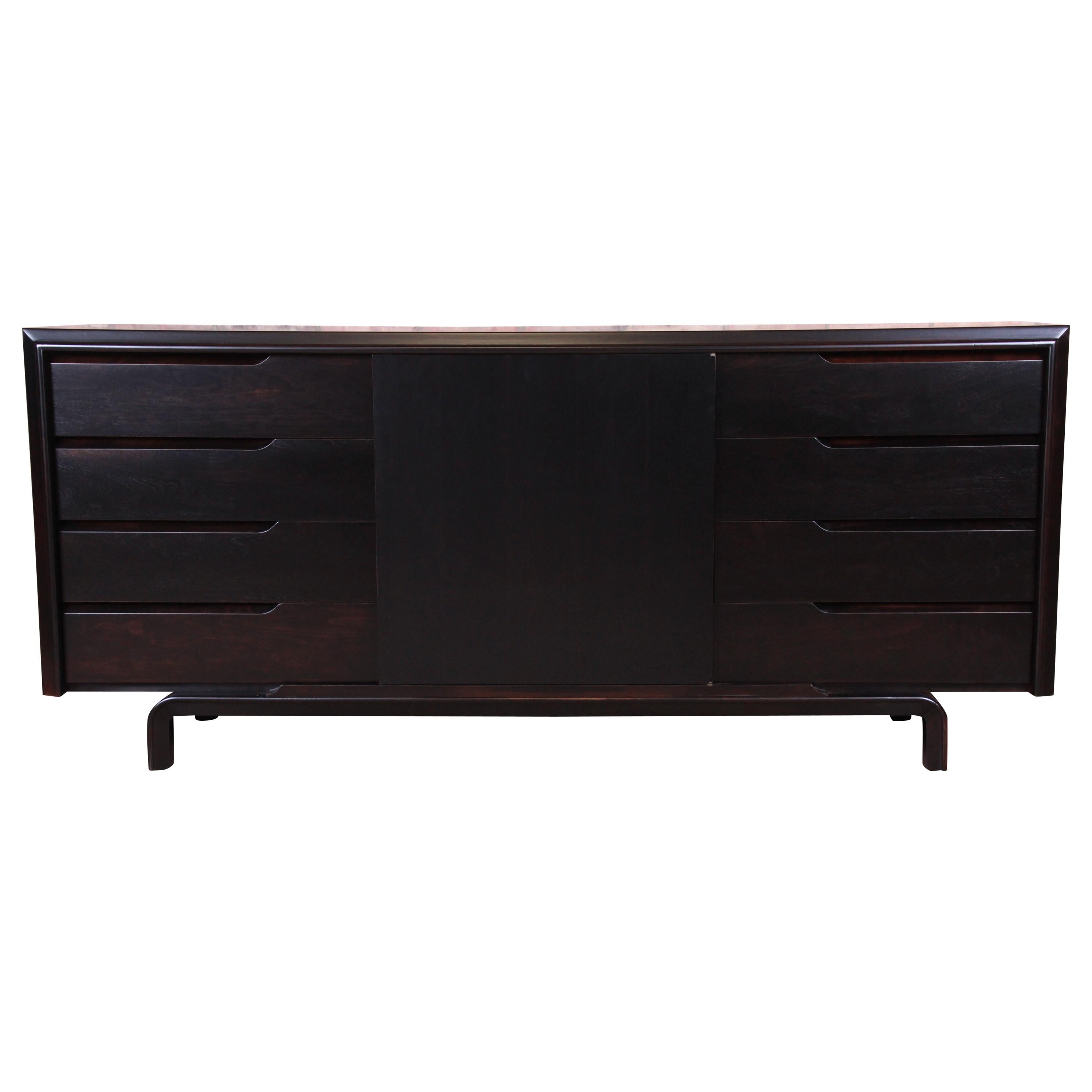 Edmond Spence Swedish Modern Ebonized Sideboard Credenza, Newly Refinished