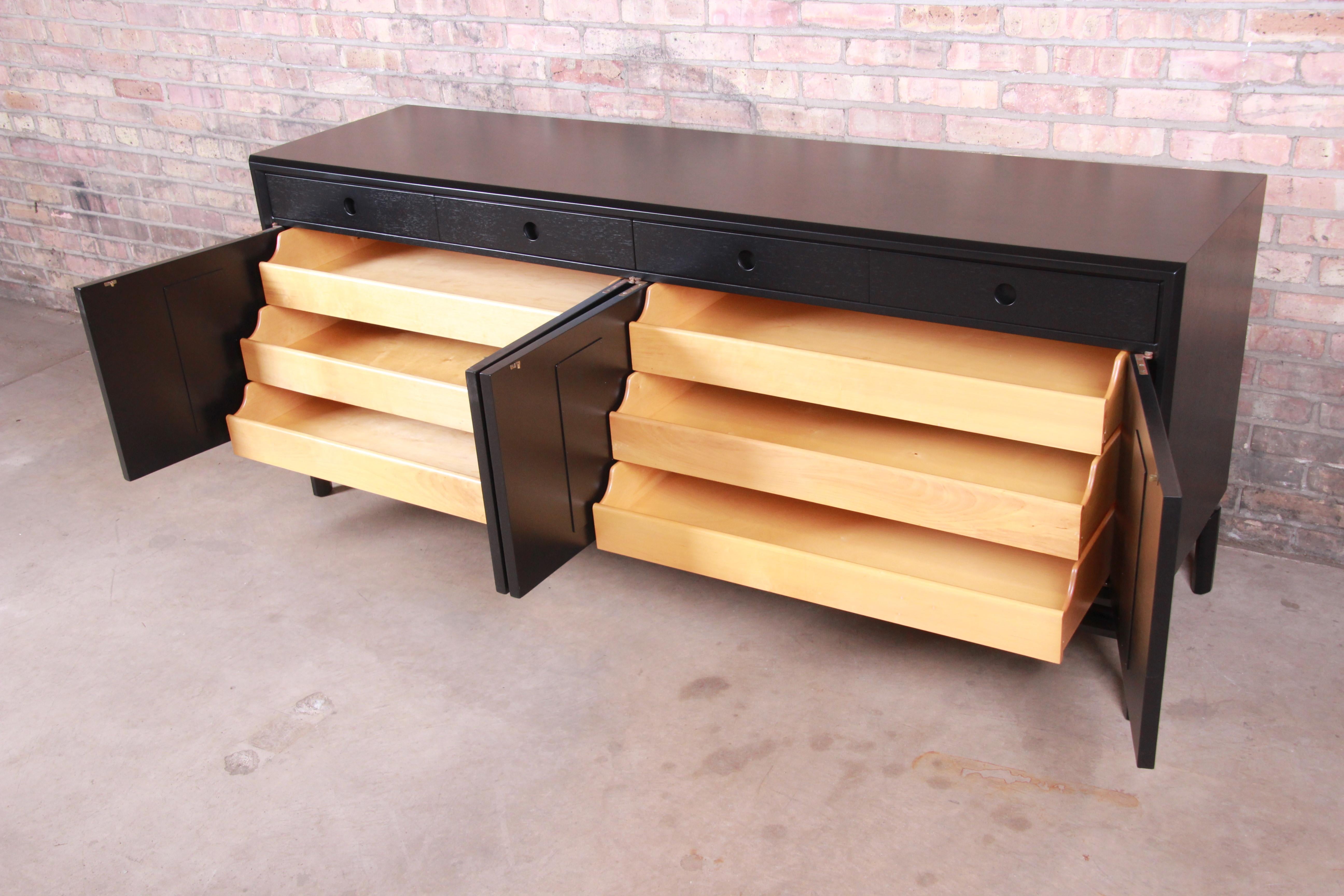 Edmond Spence Swedish Modern Ebonized Sideboard or Bar Cabinet, Refinished 4