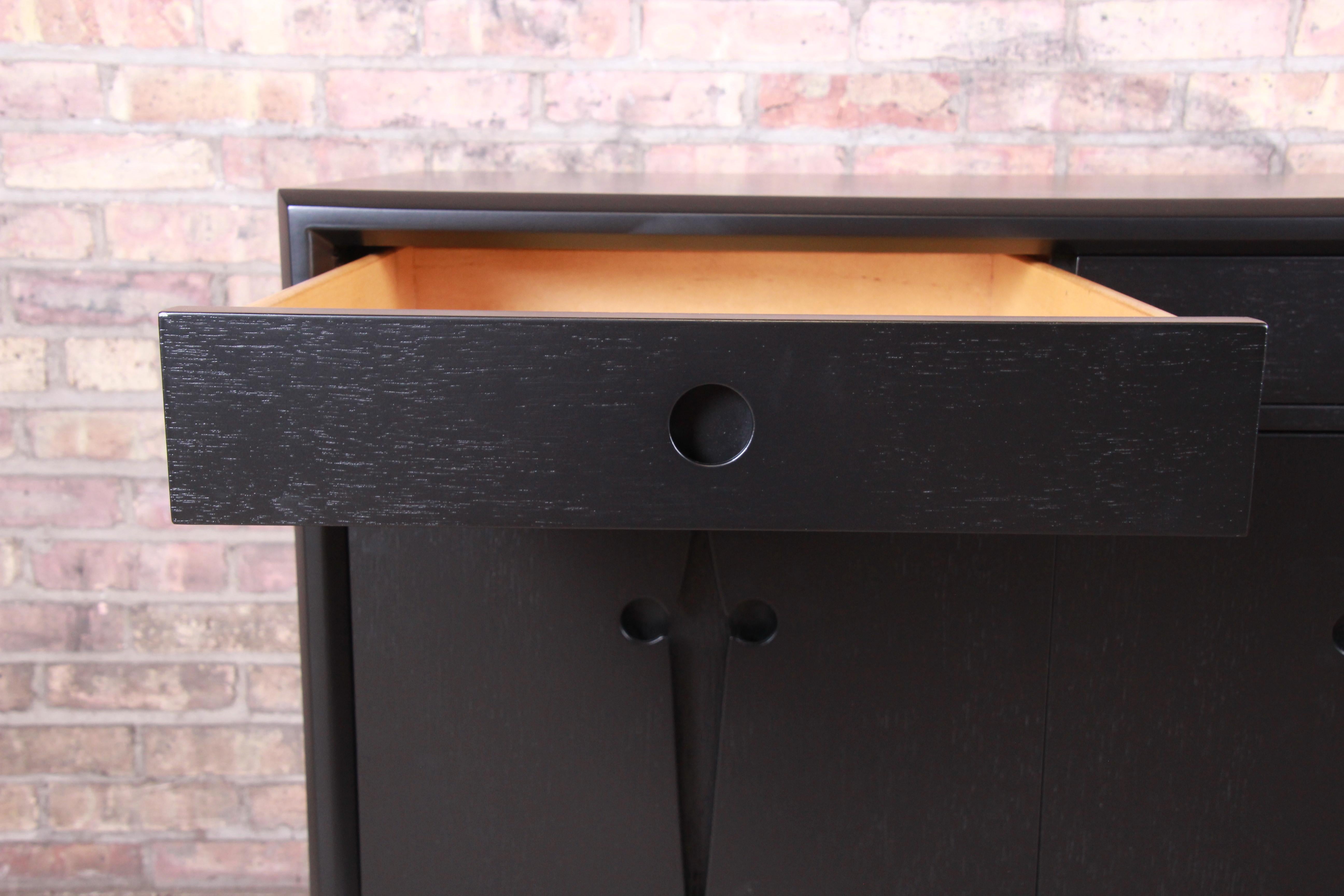 Edmond Spence Swedish Modern Ebonized Sideboard or Bar Cabinet, Refinished 1