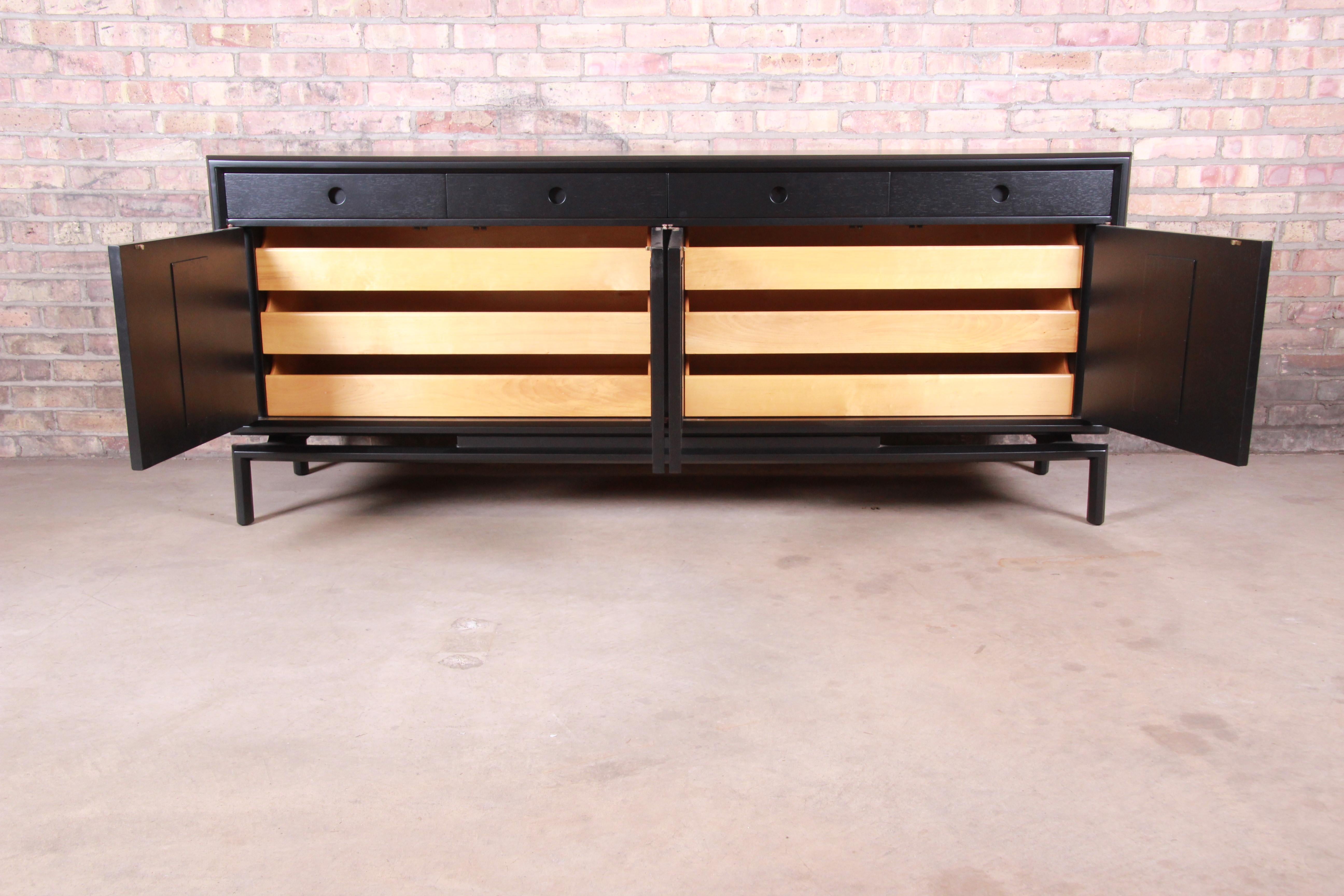 Edmond Spence Swedish Modern Ebonized Sideboard or Bar Cabinet, Refinished 3