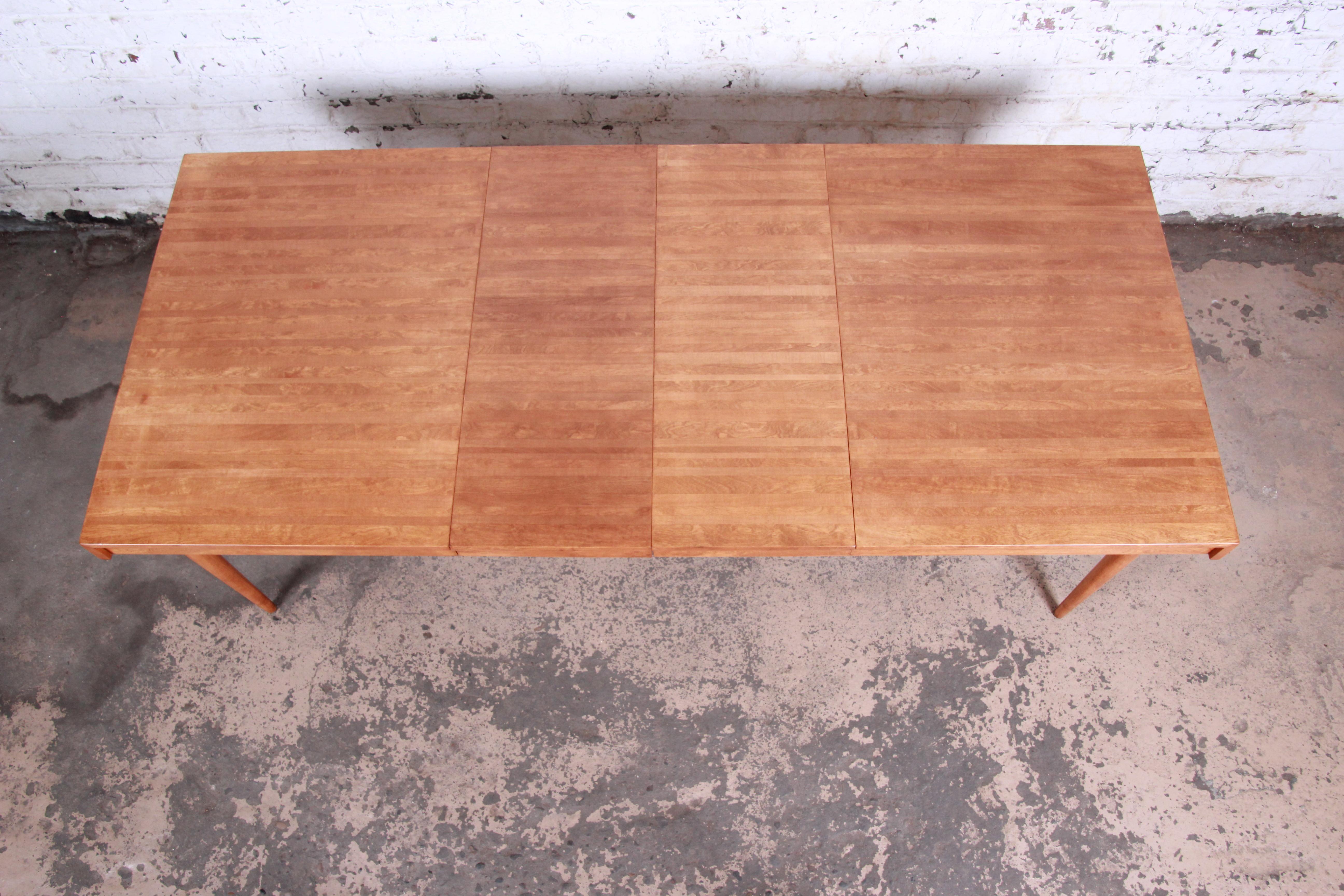 Mid-20th Century Edmond Spence Swedish Modern Maple Extension Dining Table, Newly Restored