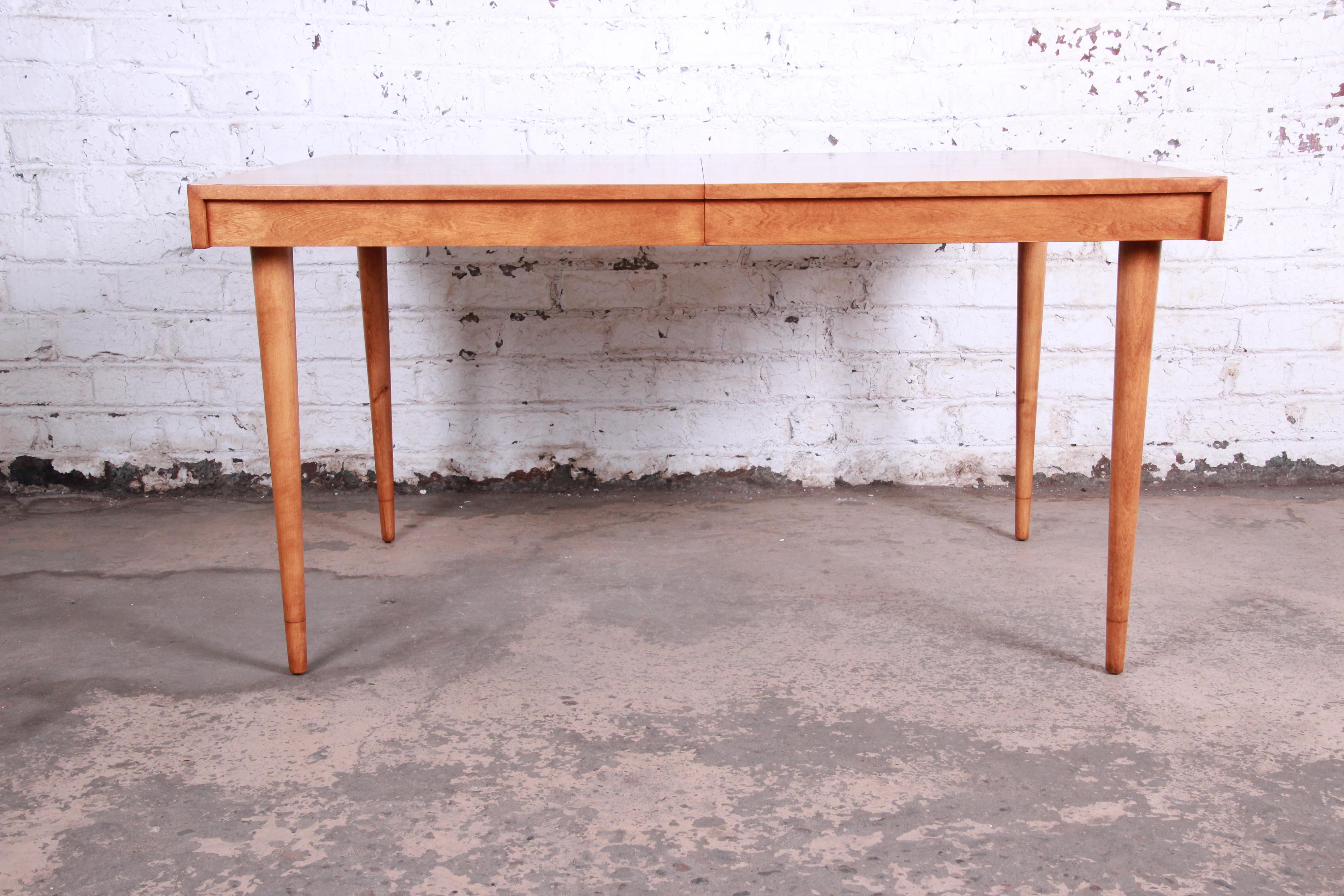 Edmond Spence Swedish Modern Maple Extension Dining Table, Newly Restored 3