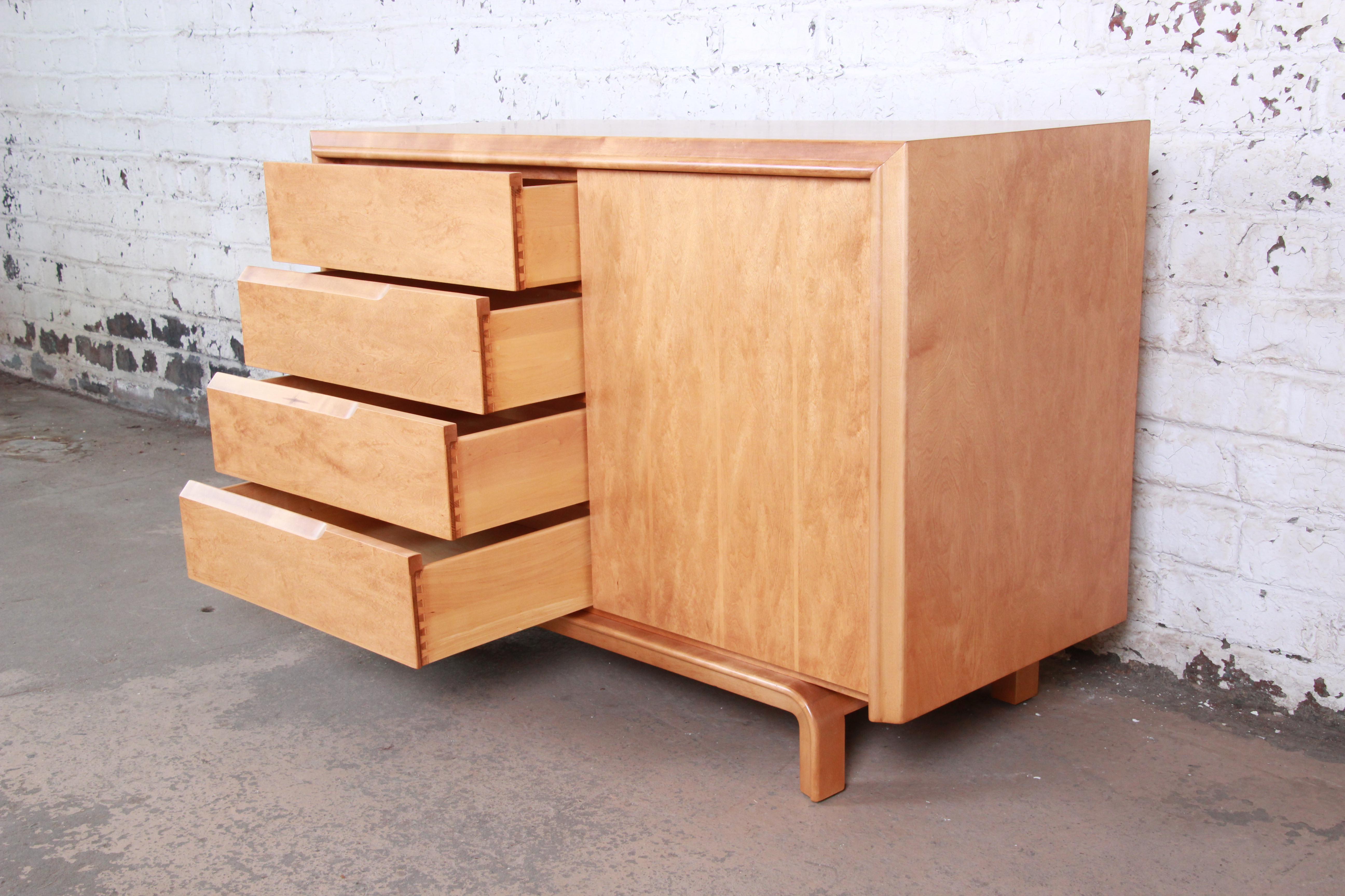 Edmond Spence Swedish Modern Maple Sideboard Credenza, Newly Refinished 3