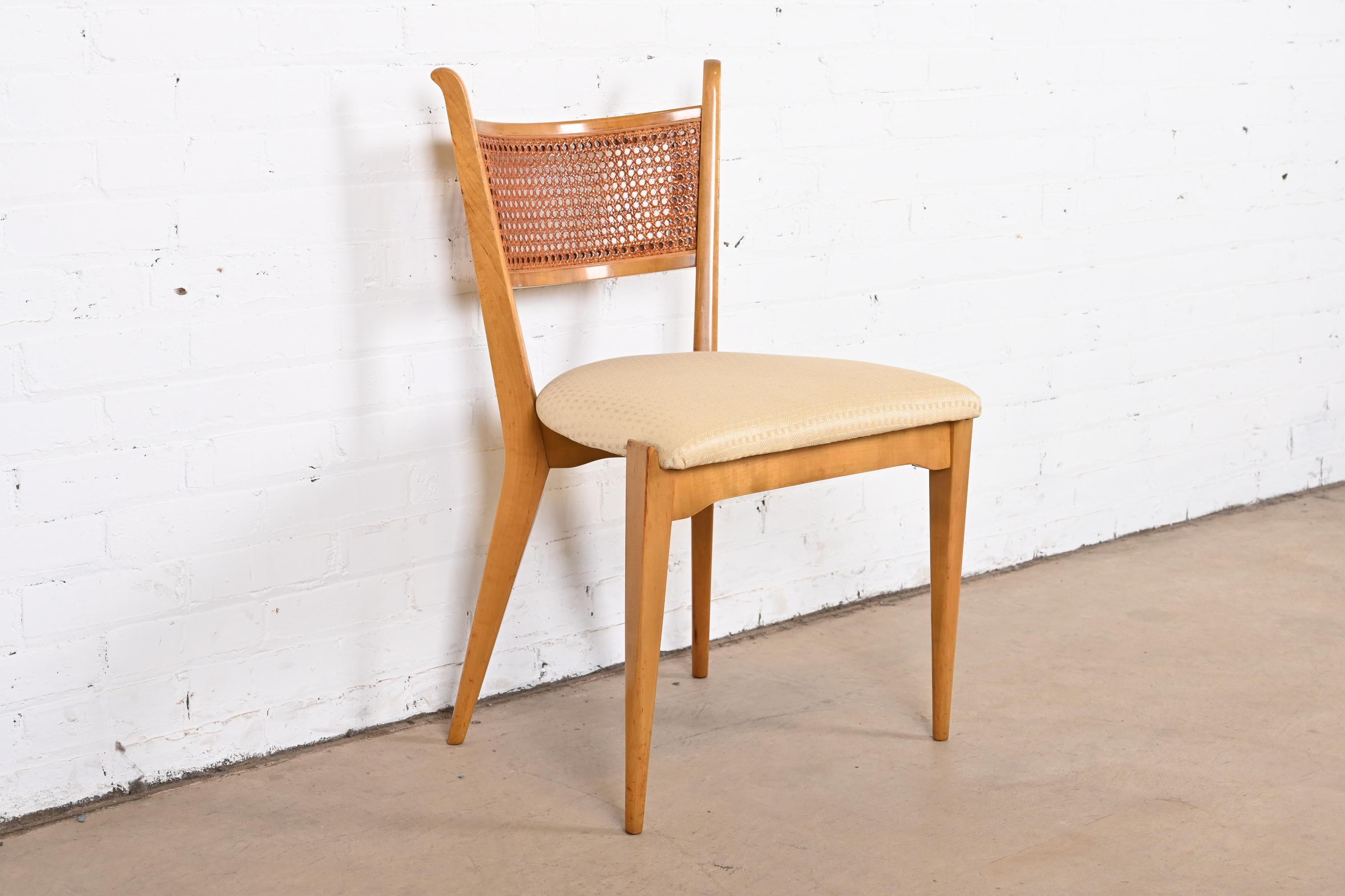 Edmond Spence Swedish Modern Sculpted Maple and Cane Dining Chairs, Set of Four For Sale 7