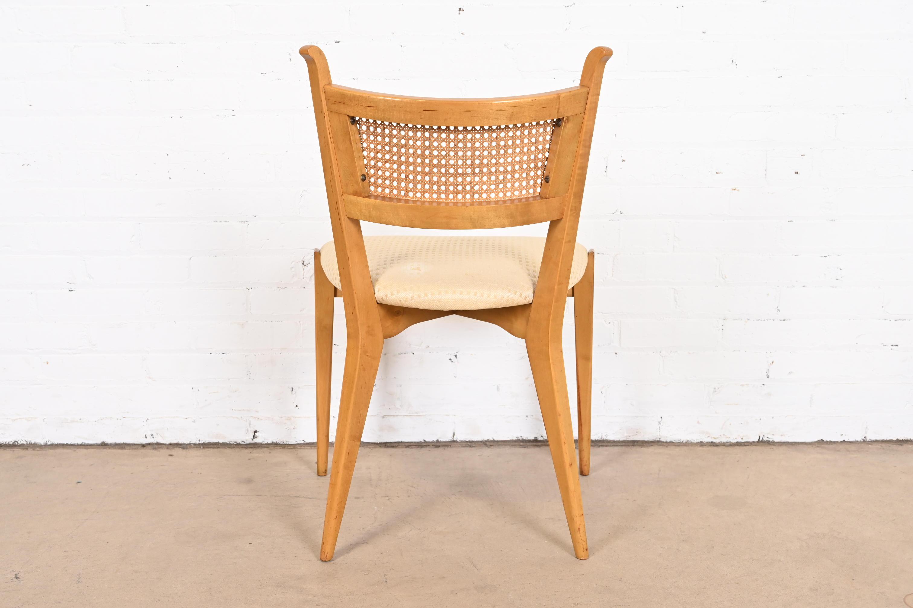 Edmond Spence Swedish Modern Sculpted Maple and Cane Dining Chairs, Set of Four For Sale 13