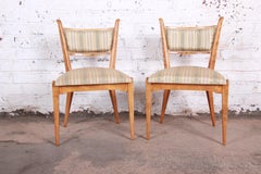 Edmond Spence Swedish Modern Sculpted Tiger Maple Side Chairs, Pair