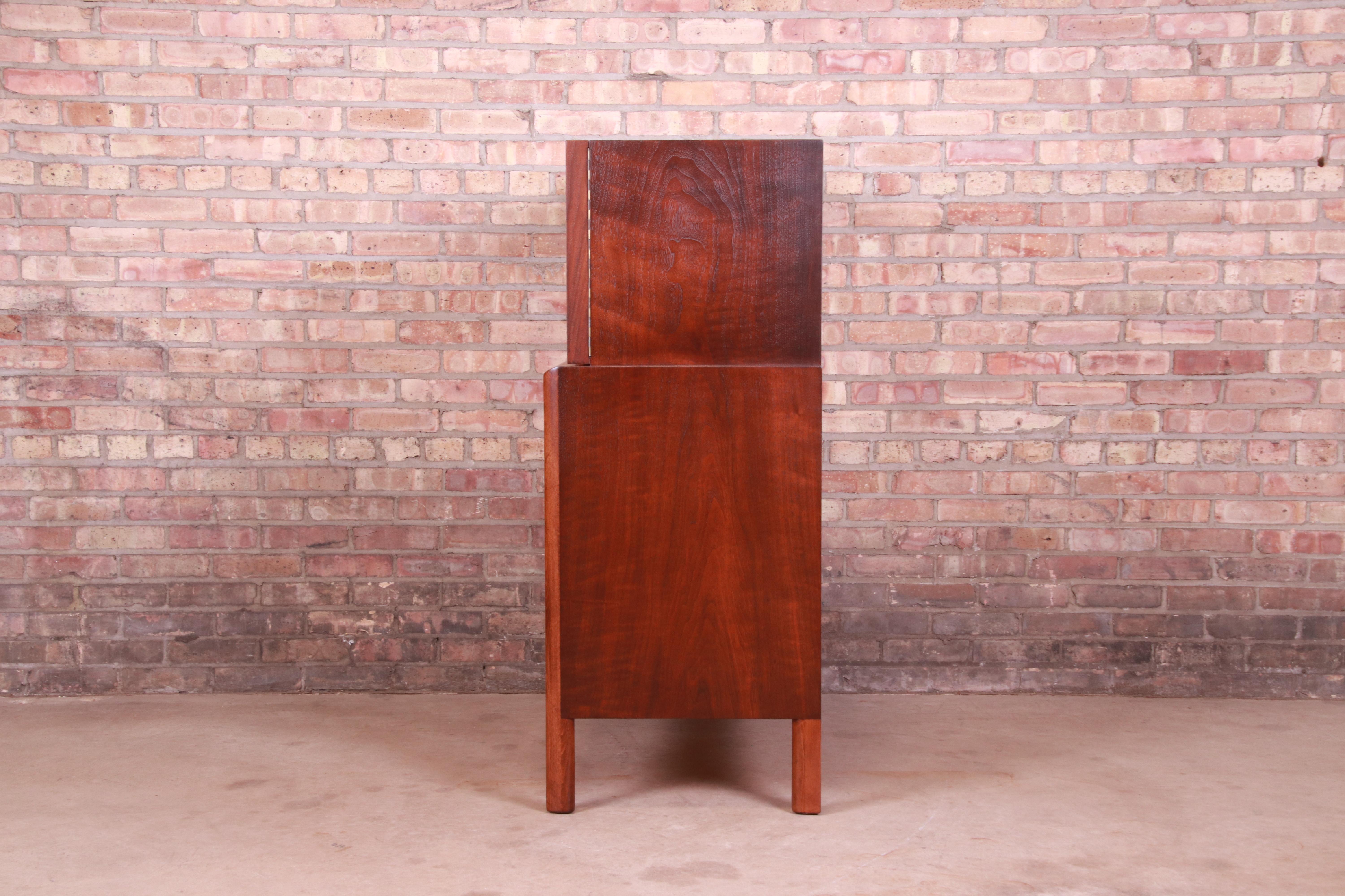 Edmond Spence Swedish Modern Sculpted Walnut Gentleman's Chest, Newly Refinished For Sale 8