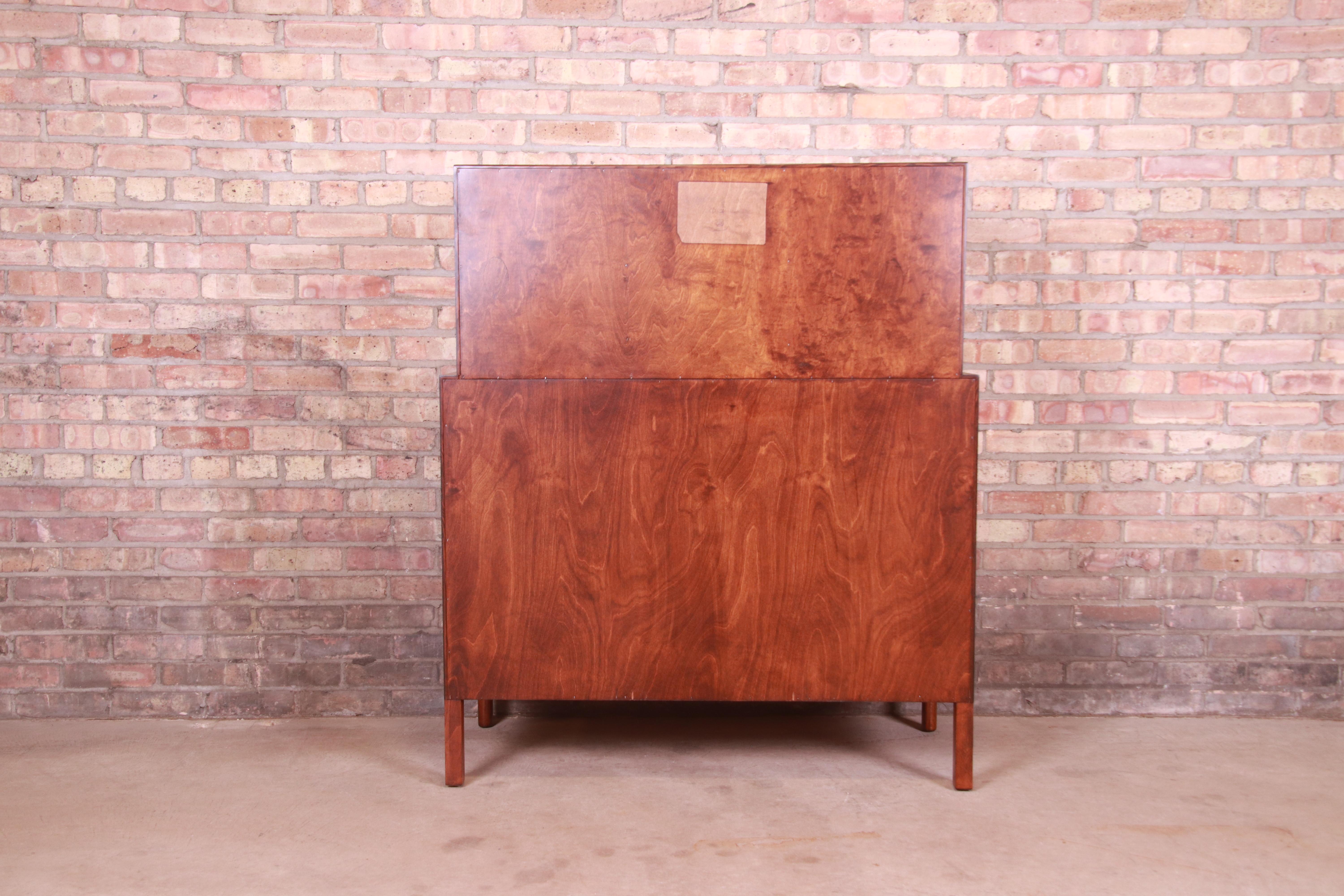 Edmond Spence Swedish Modern Sculpted Walnut Gentleman's Chest, Newly Refinished For Sale 9