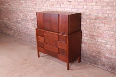 Edmond Spence Swedish Modern Sculpted Walnut Gentleman's Chest, Newly Refinished