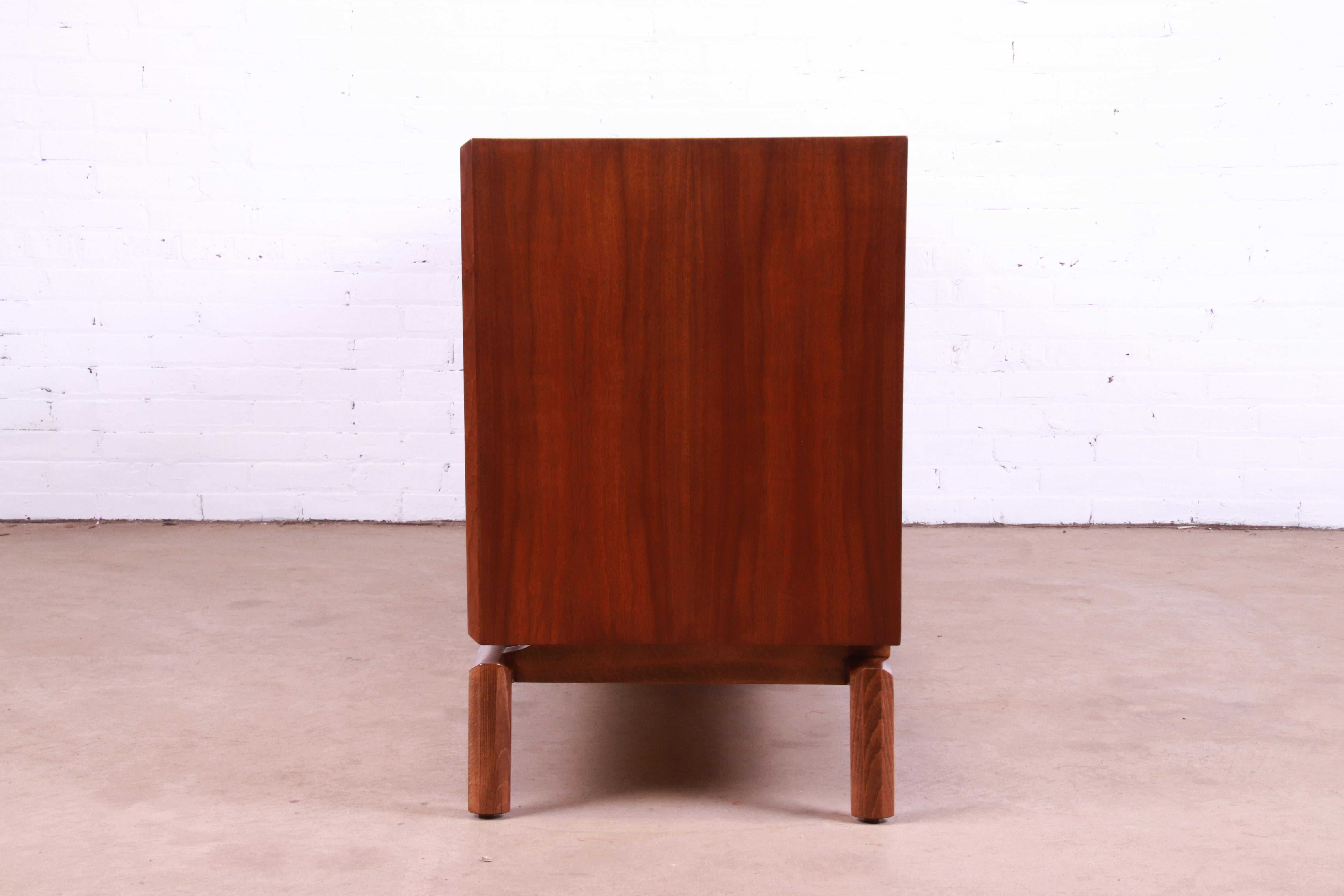 Edmond Spence Swedish Modern Walnut Sideboard Credenza, Newly Refinished For Sale 6