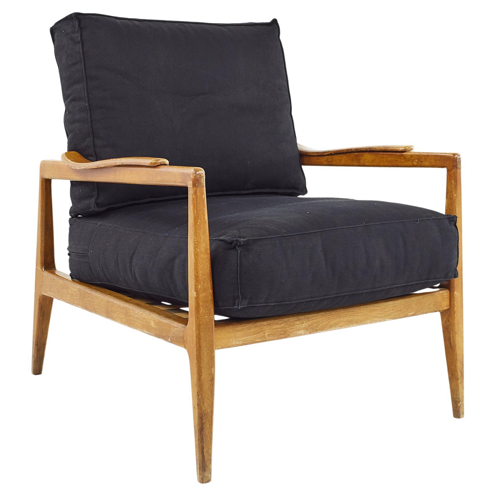 Edmond Spence Urban Aire Mid Century Walnut Lounge Chair with Black Upholstery For Sale
