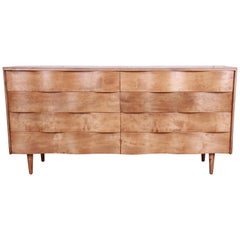 Vintage Edmond Spence Wave Front Long Dresser or Credenza