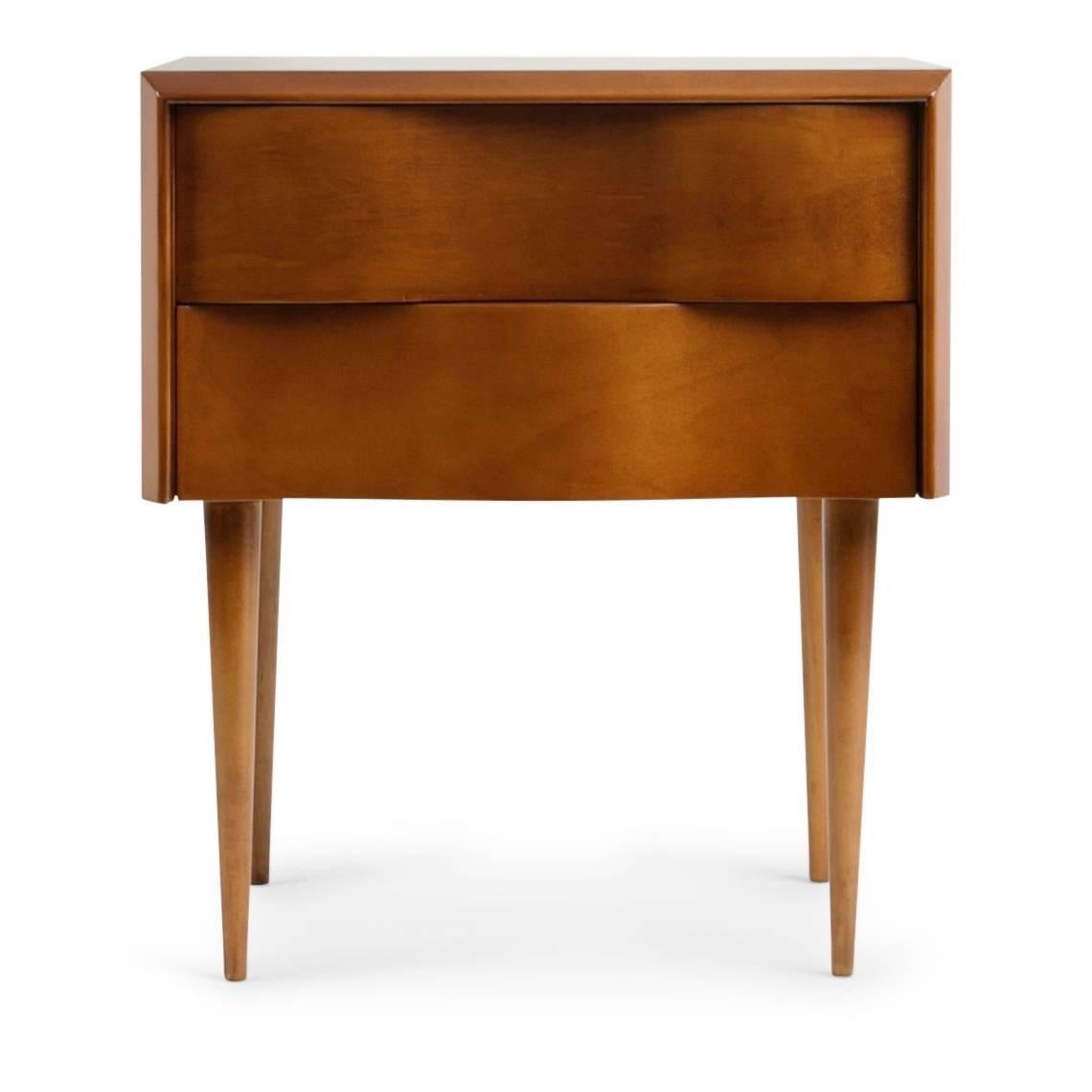 Swedish Edmond Spence Wave Front Nightstands, Stamped, circa 1950