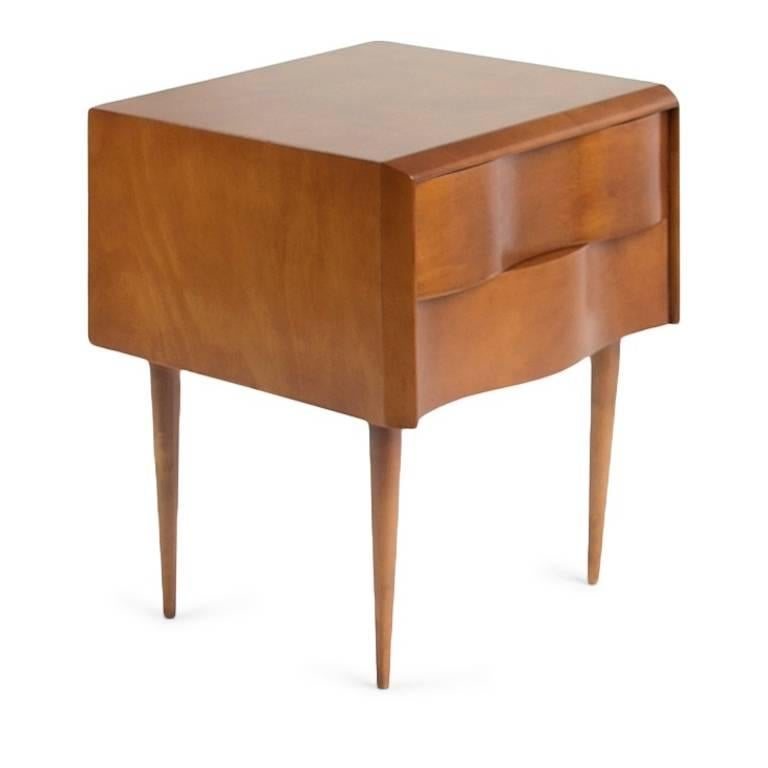 Edmond Spence Wave Front Nightstands, Stamped, circa 1950 In Excellent Condition In Los Angeles, CA
