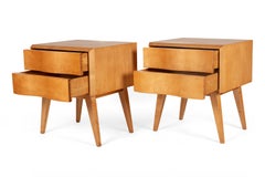 Edmond Spence Wave Front Two-Drawer Nightstands or Side Tables, Sweden 1950s