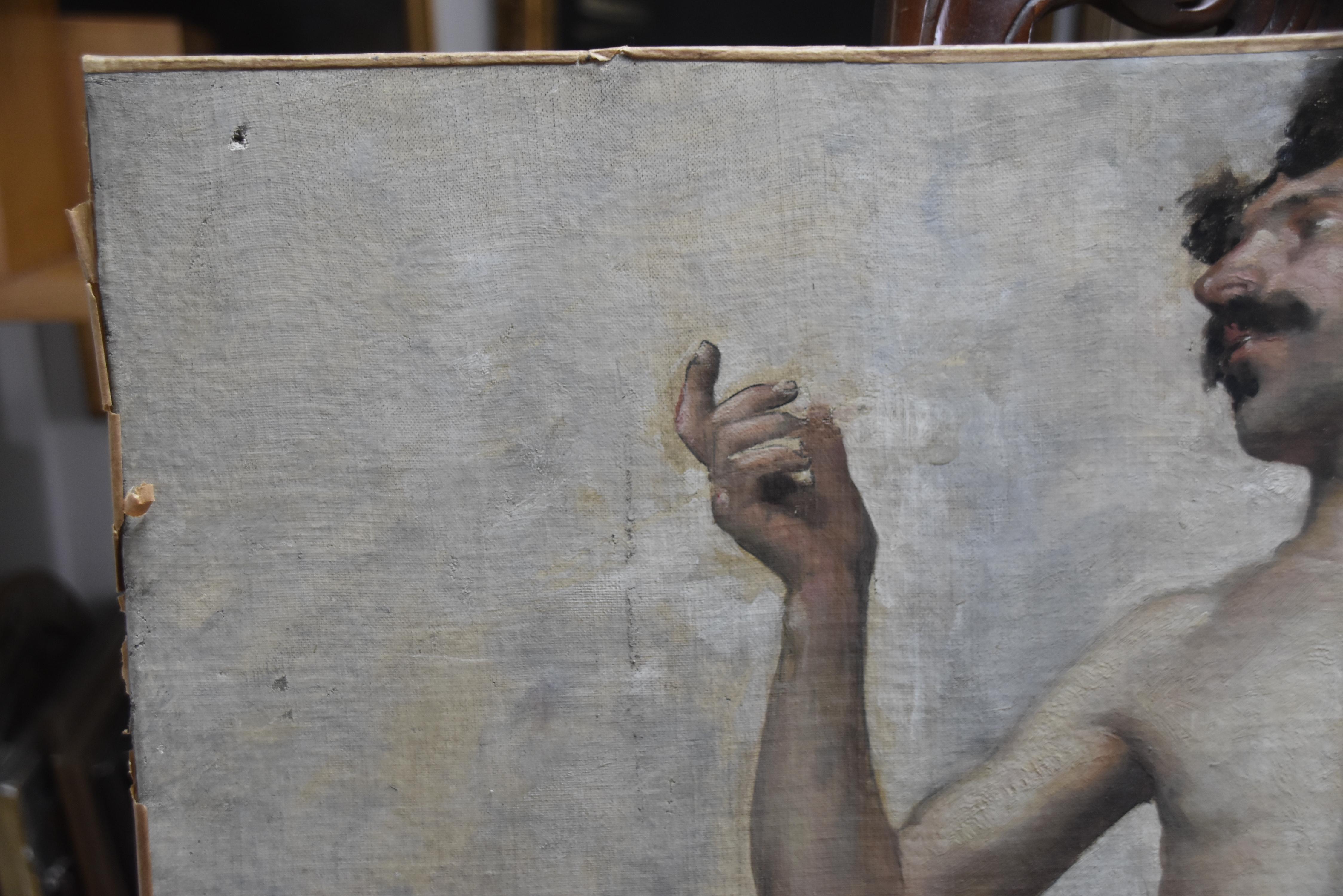 Edmond Suau (1871-1929) Une Académie, Standing man, signed oil on canvas For Sale 12