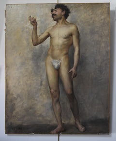 Edmond Suau (1871-1929) Une Académie, Standing man, signed oil on canvas