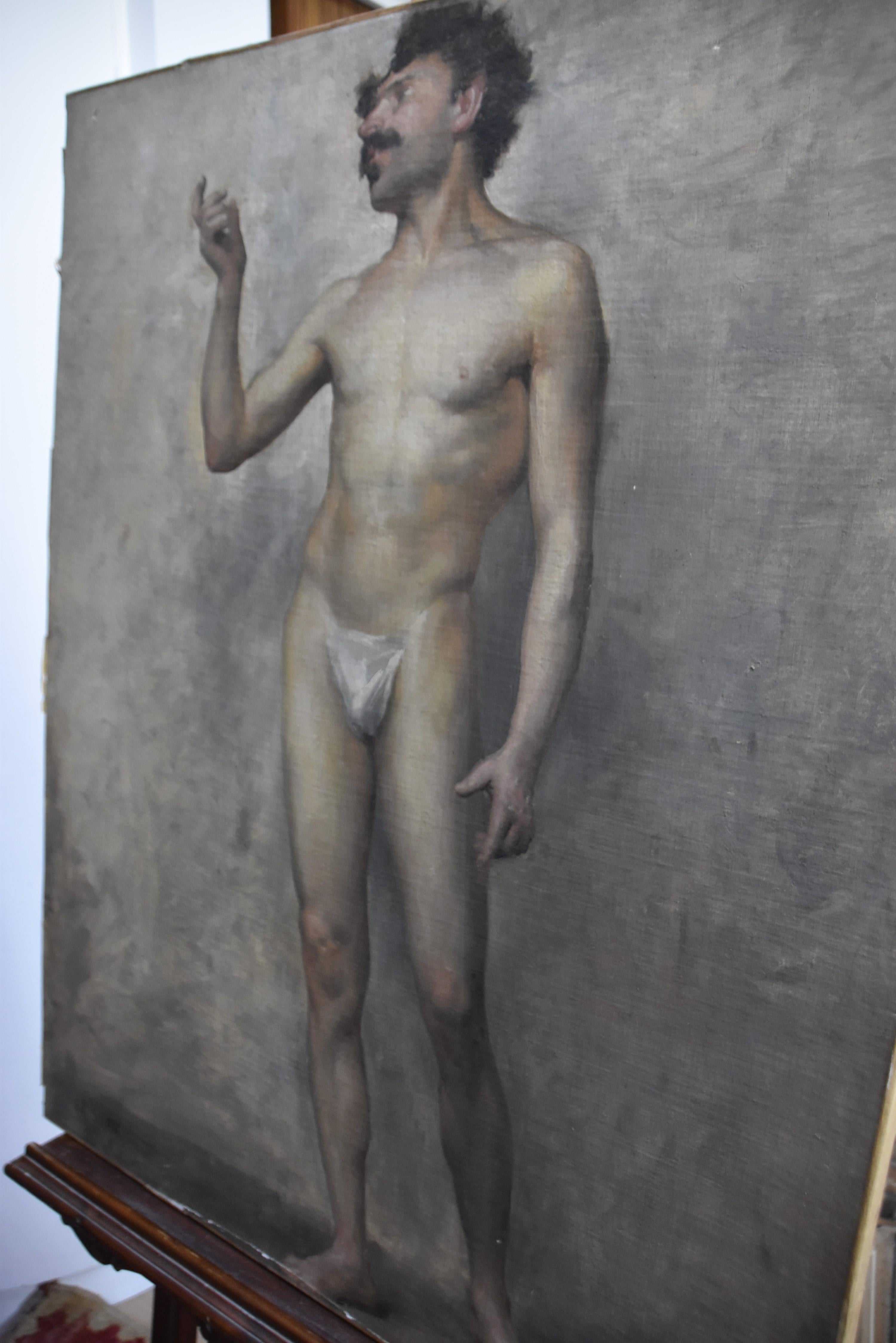 Edmond Suau (1871-1929) Une Académie, Standing man, signed oil on canvas For Sale 16