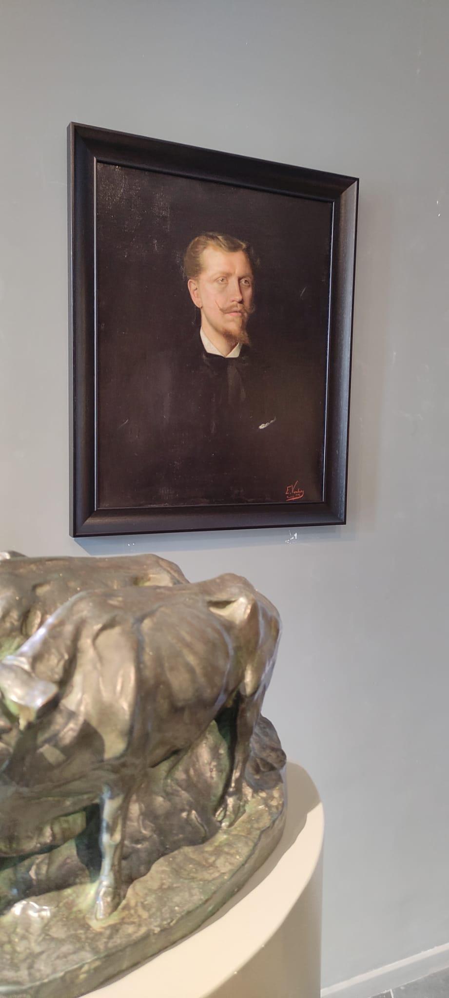 Portrait par Edmond Theodor VAN HOVE (1853-1913) - Painting by Edmond Theodor Van Hove
