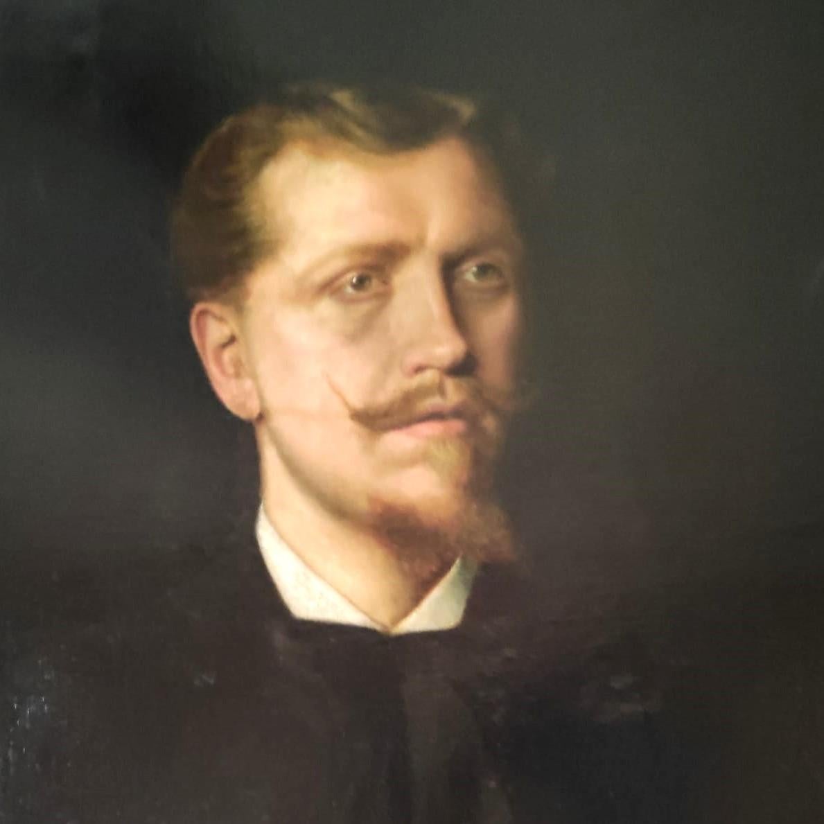 Edmond Theodor Van Hove Portrait Painting - Portrait par Edmond Theodor VAN HOVE (1853-1913)