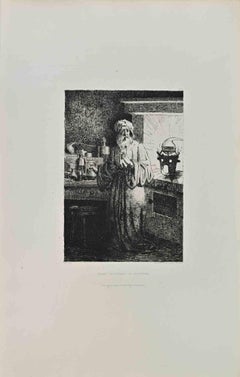 Brandt Découvrant le Phosphore - Etching by Edmond Ulm - 1875 ca.