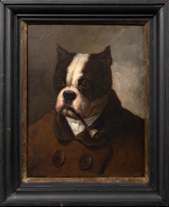 Portrait of An American Bulldog Smoking A Pipe, 19th Century  