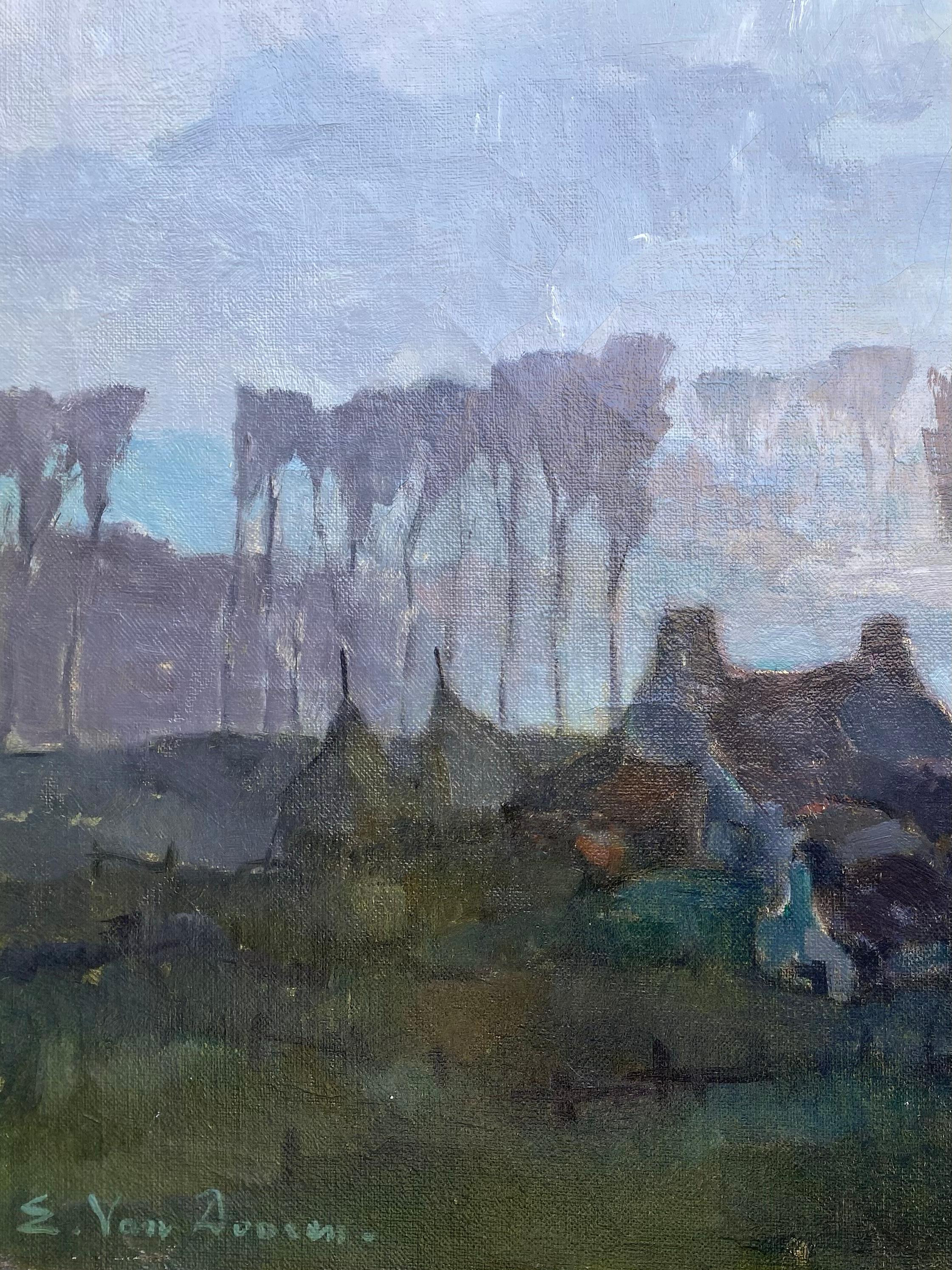 'Paesaggio tranquillo' di Edmond Van Dooren ( 1896 - Anversa - 1965 ) - Landscape Painting Grigio di Edmond van Dooren 