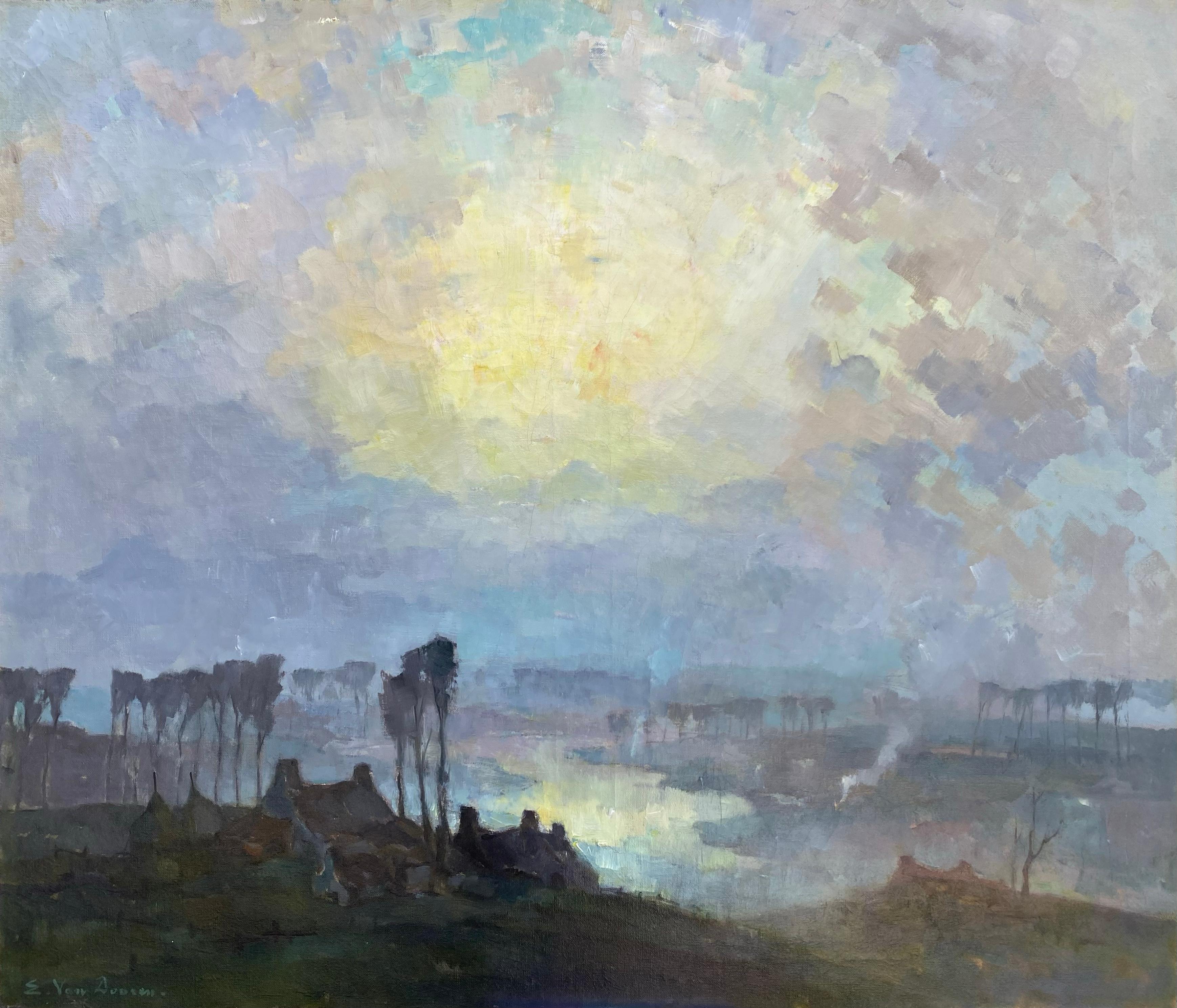 'Paesaggio tranquillo' di Edmond Van Dooren ( 1896 - Anversa - 1965 )