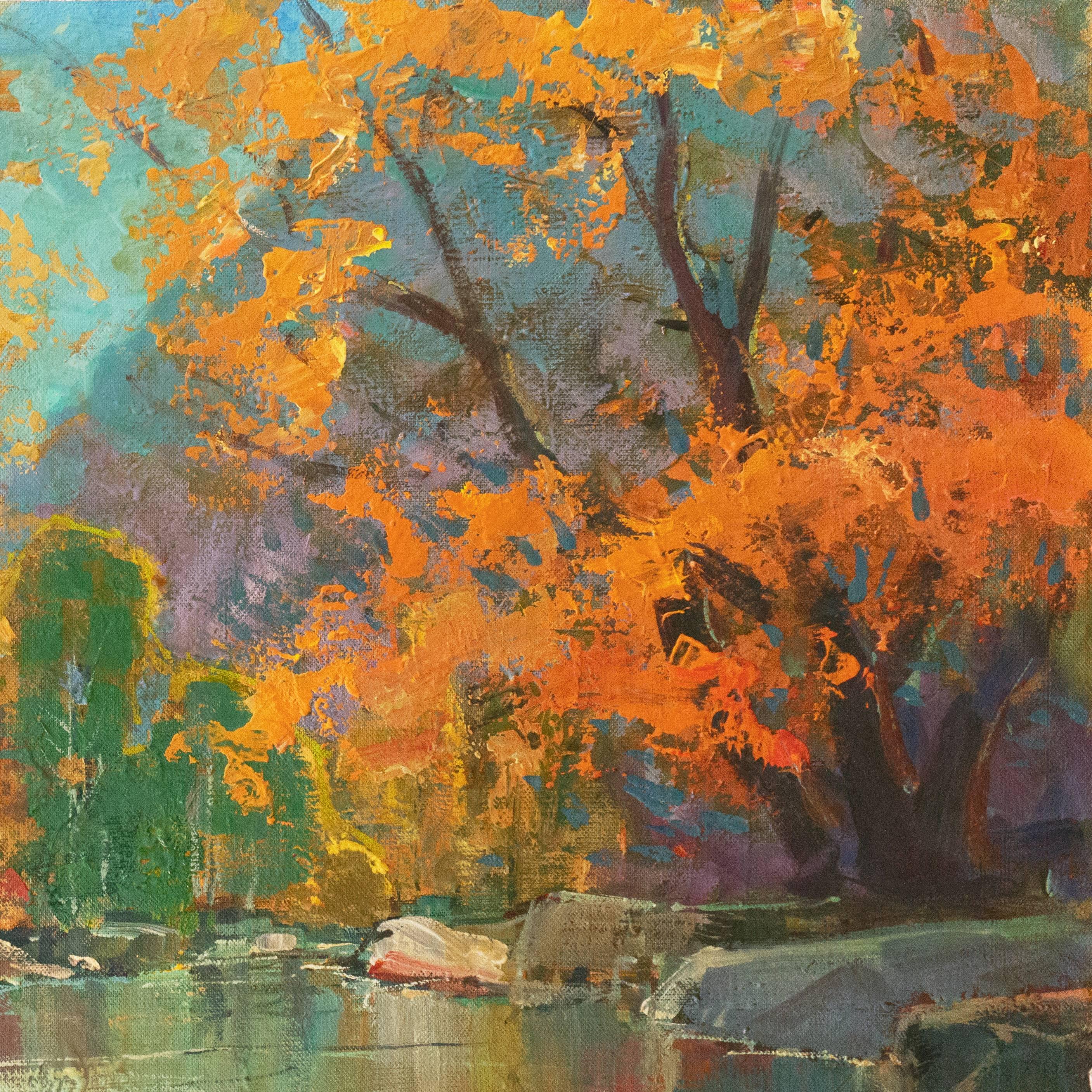 „Herbst River“, großes Ölgemälde, San Diego, Kalifornien Künstler, Chouinard Art Institute im Angebot 2