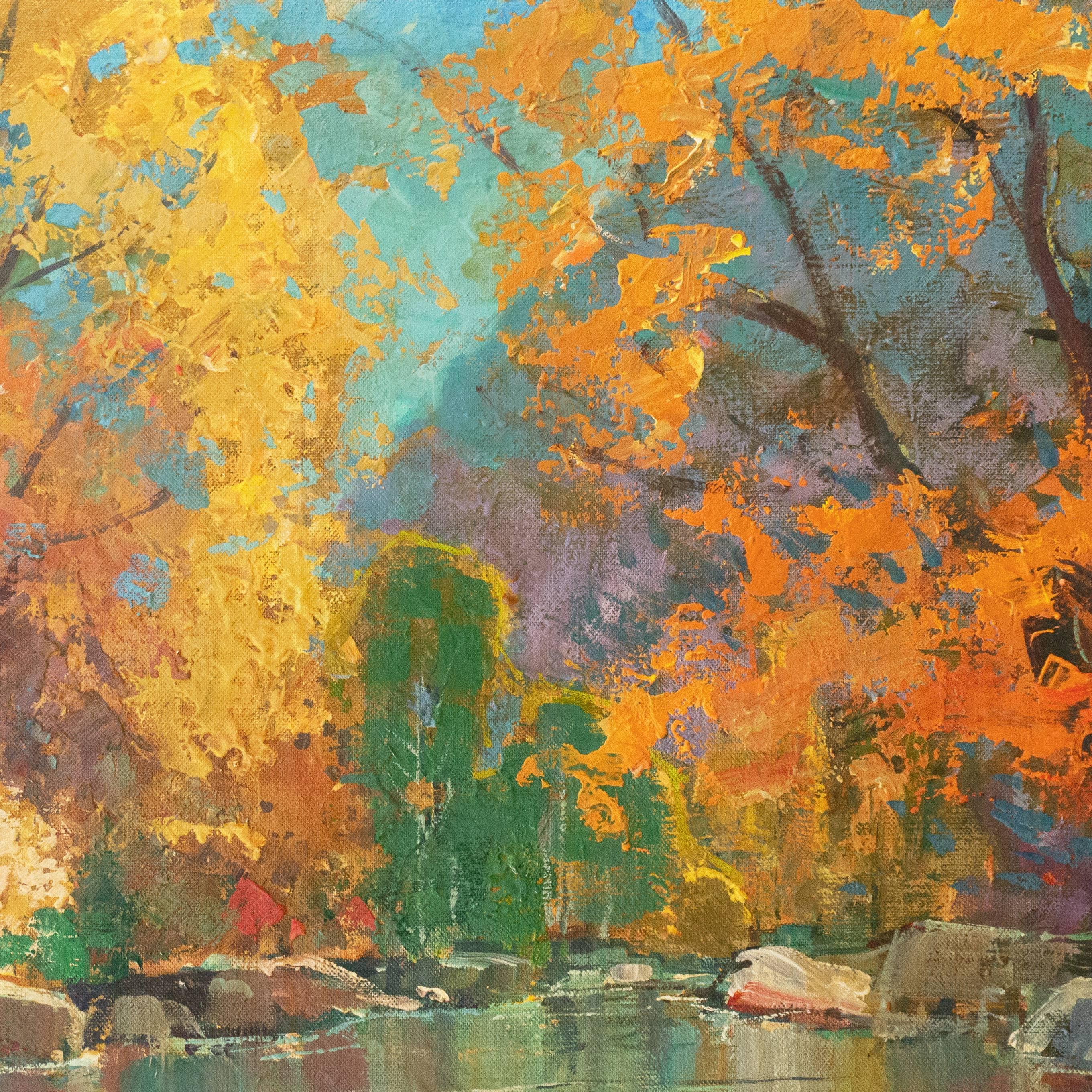 „Herbst River“, großes Ölgemälde, San Diego, Kalifornien Künstler, Chouinard Art Institute im Angebot 3
