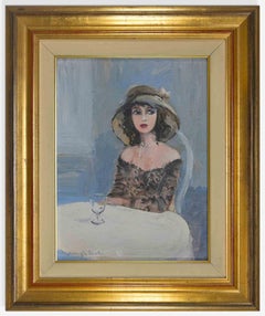 Woman with Hat - Oil Paint by Edmondo Maneglia - 1950