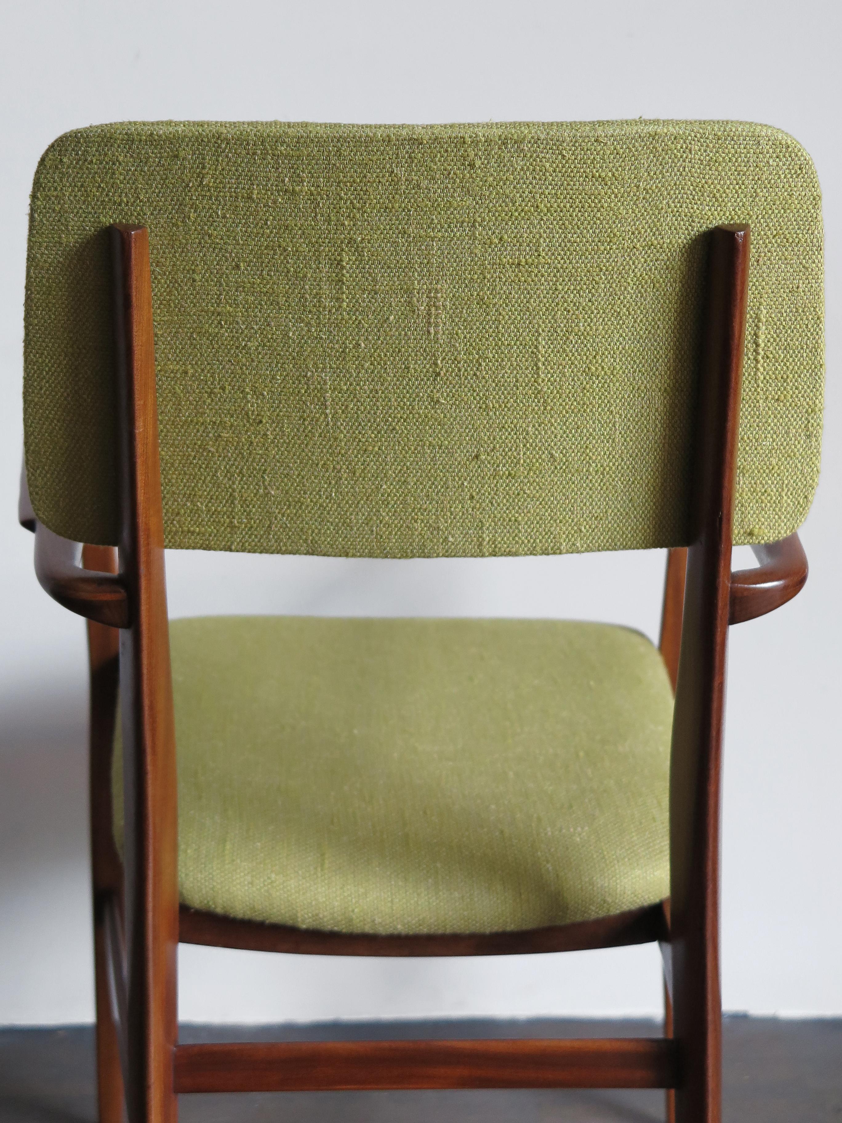 Edmondo Palutari for Dassi Italian Wood and Green Fabric Chair Armchair, 1950s 5