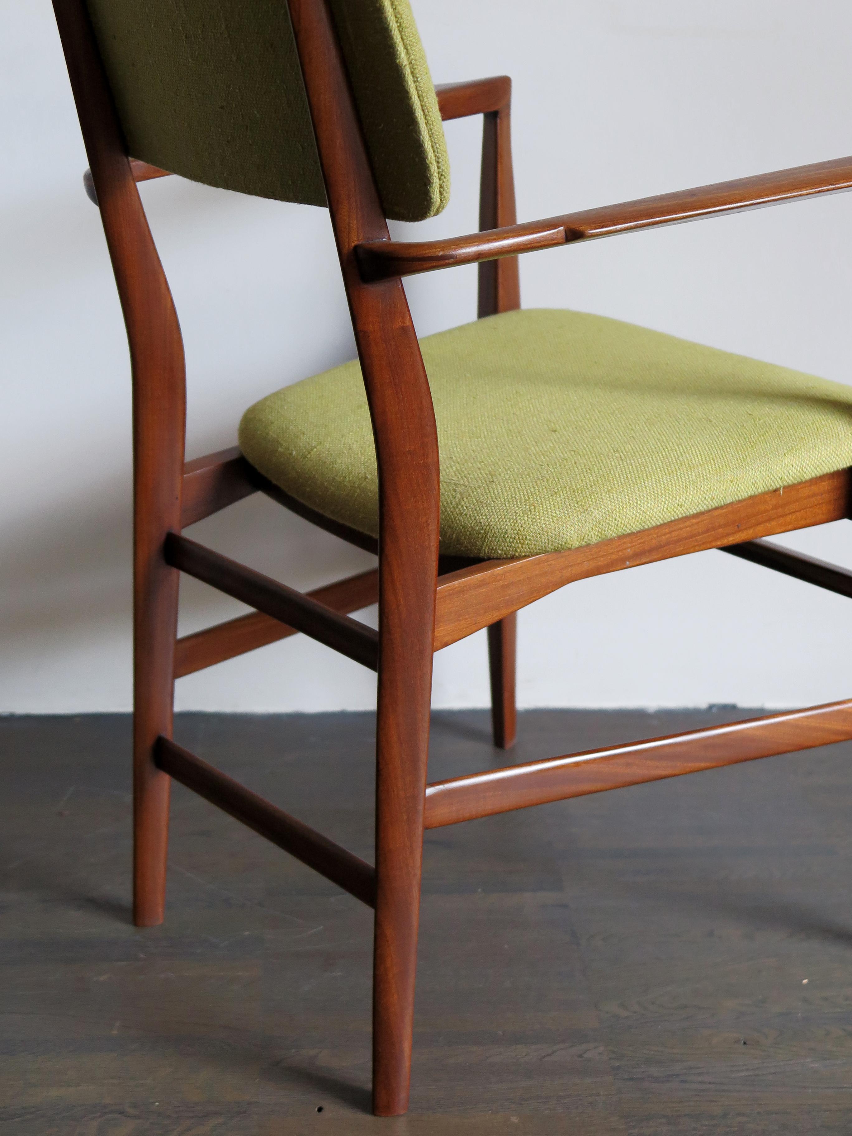 Edmondo Palutari for Dassi Italian Wood and Green Fabric Chair Armchair, 1950s 7