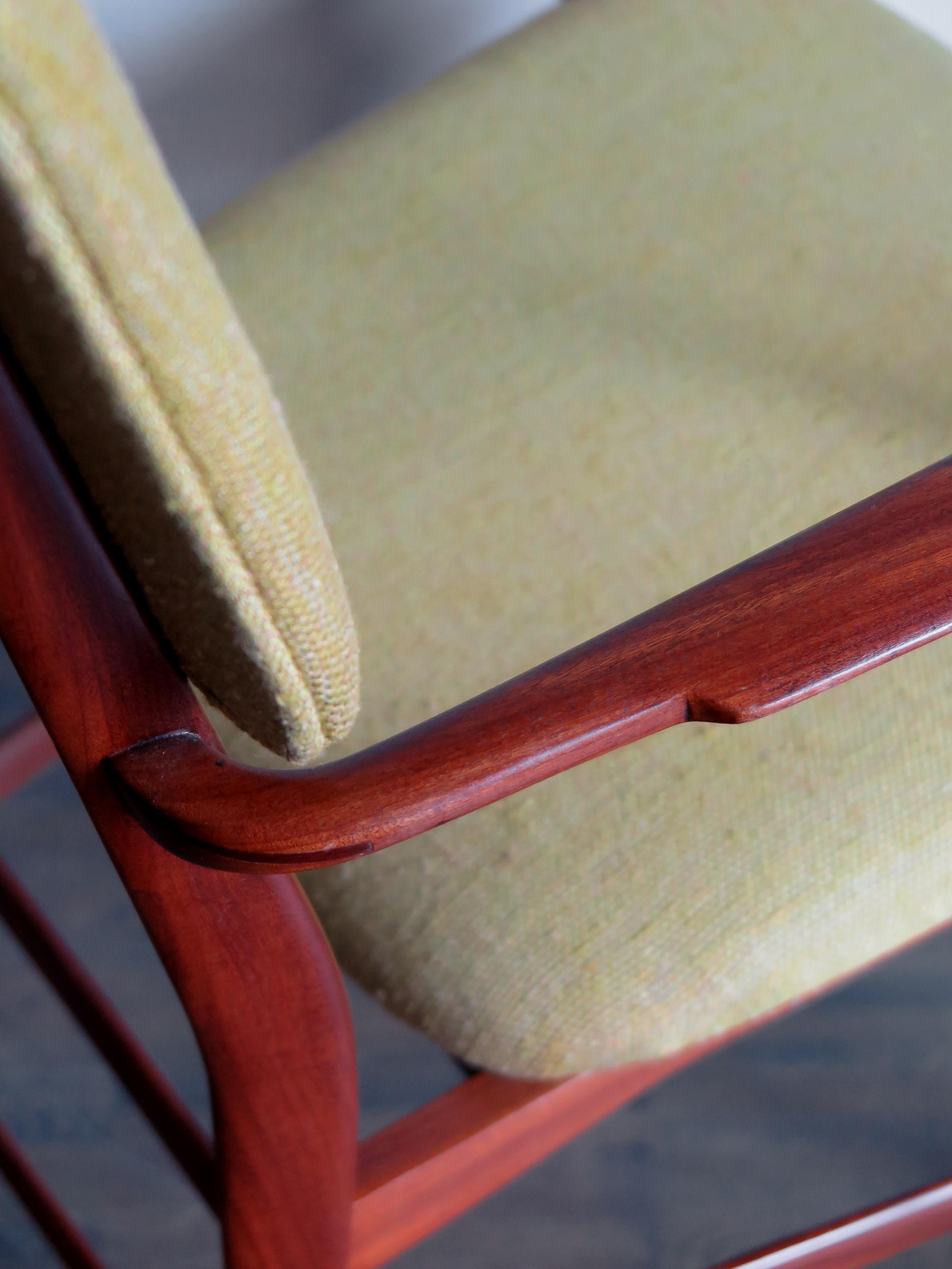 Edmondo Palutari for Dassi Italian Wood and Green Fabric Chair Armchair, 1950s 8