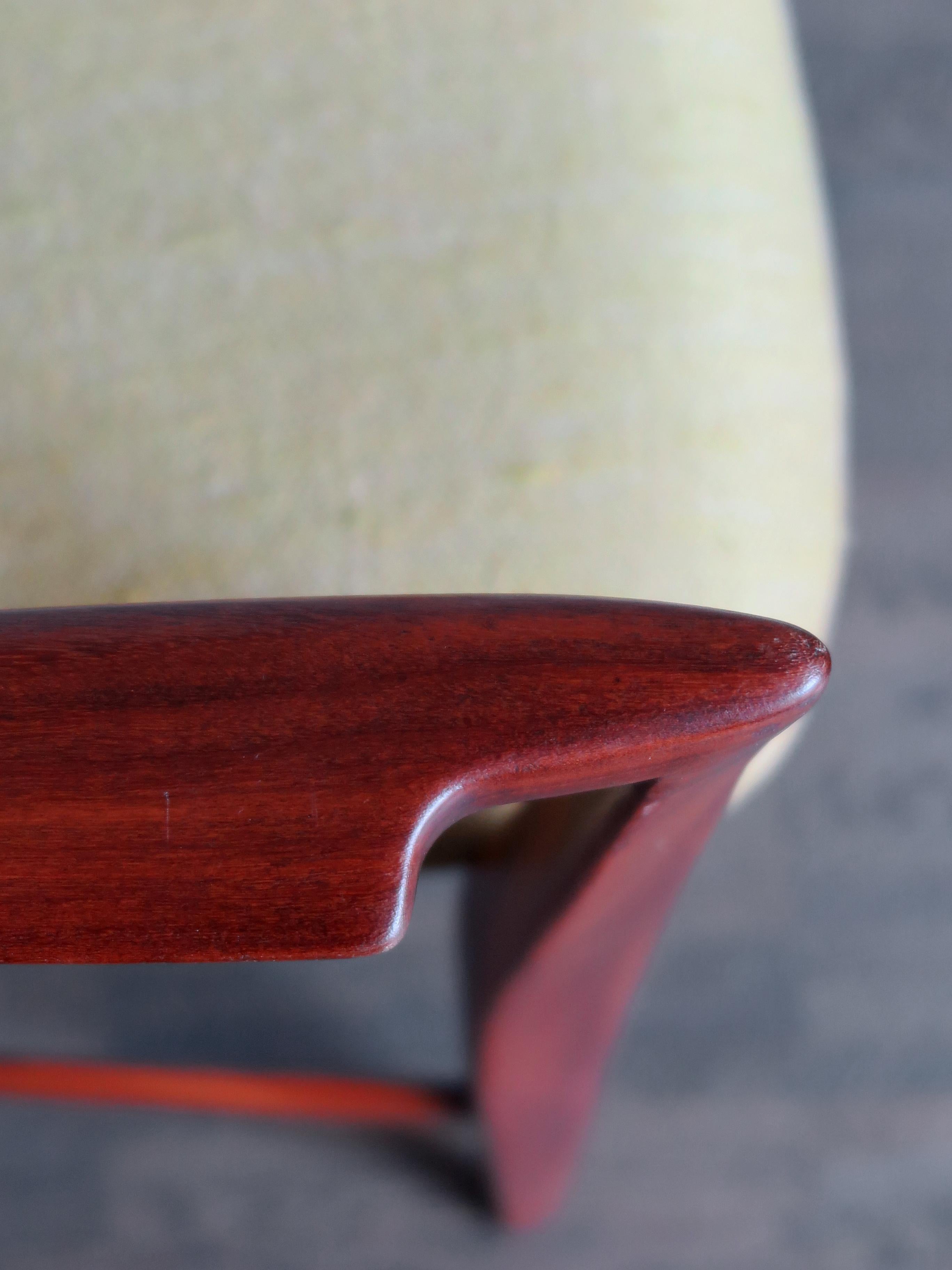 Edmondo Palutari for Dassi Italian Wood and Green Fabric Chair Armchair, 1950s 9