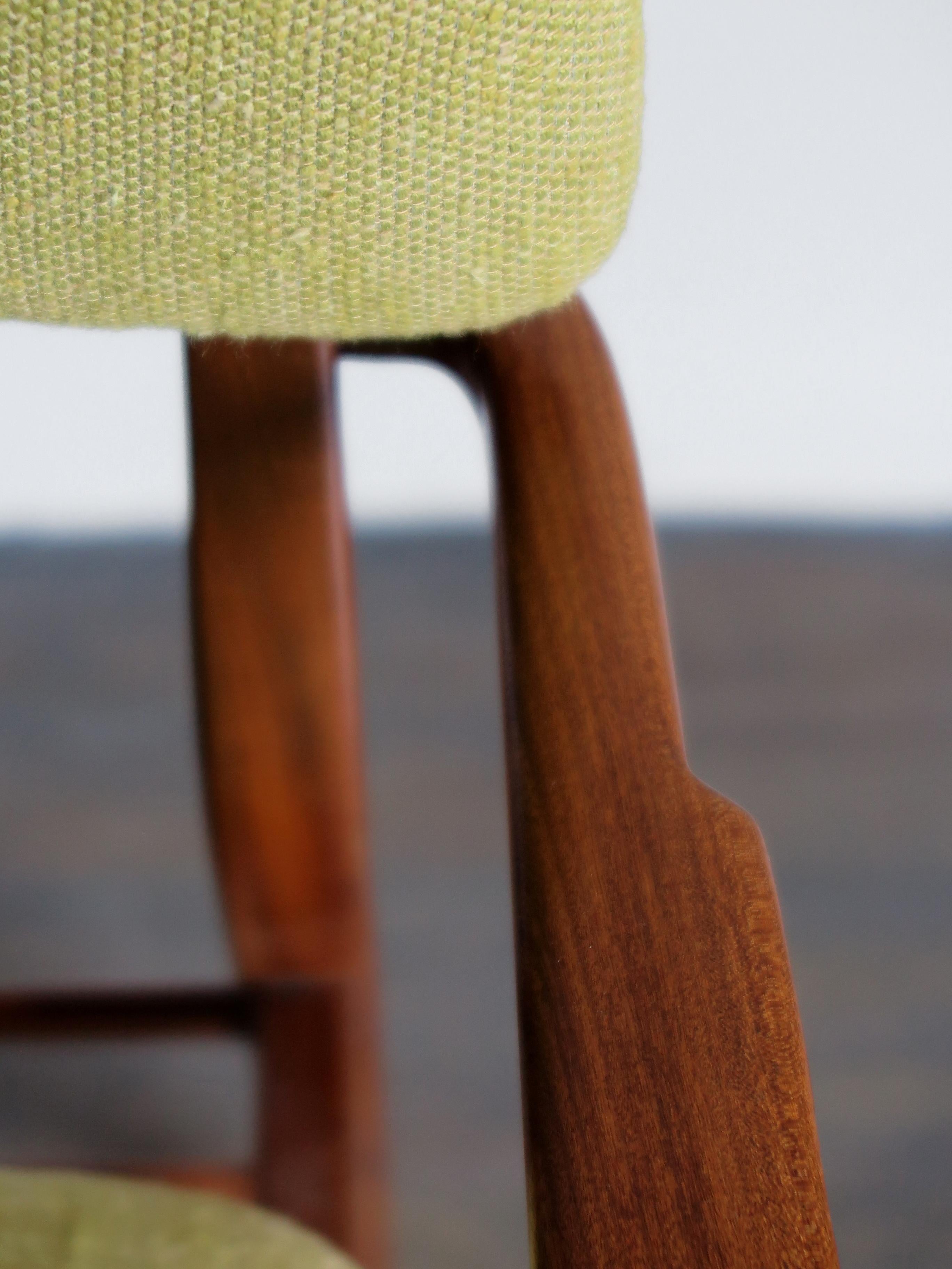 Edmondo Palutari for Dassi Italian Wood and Green Fabric Chair Armchair, 1950s 2