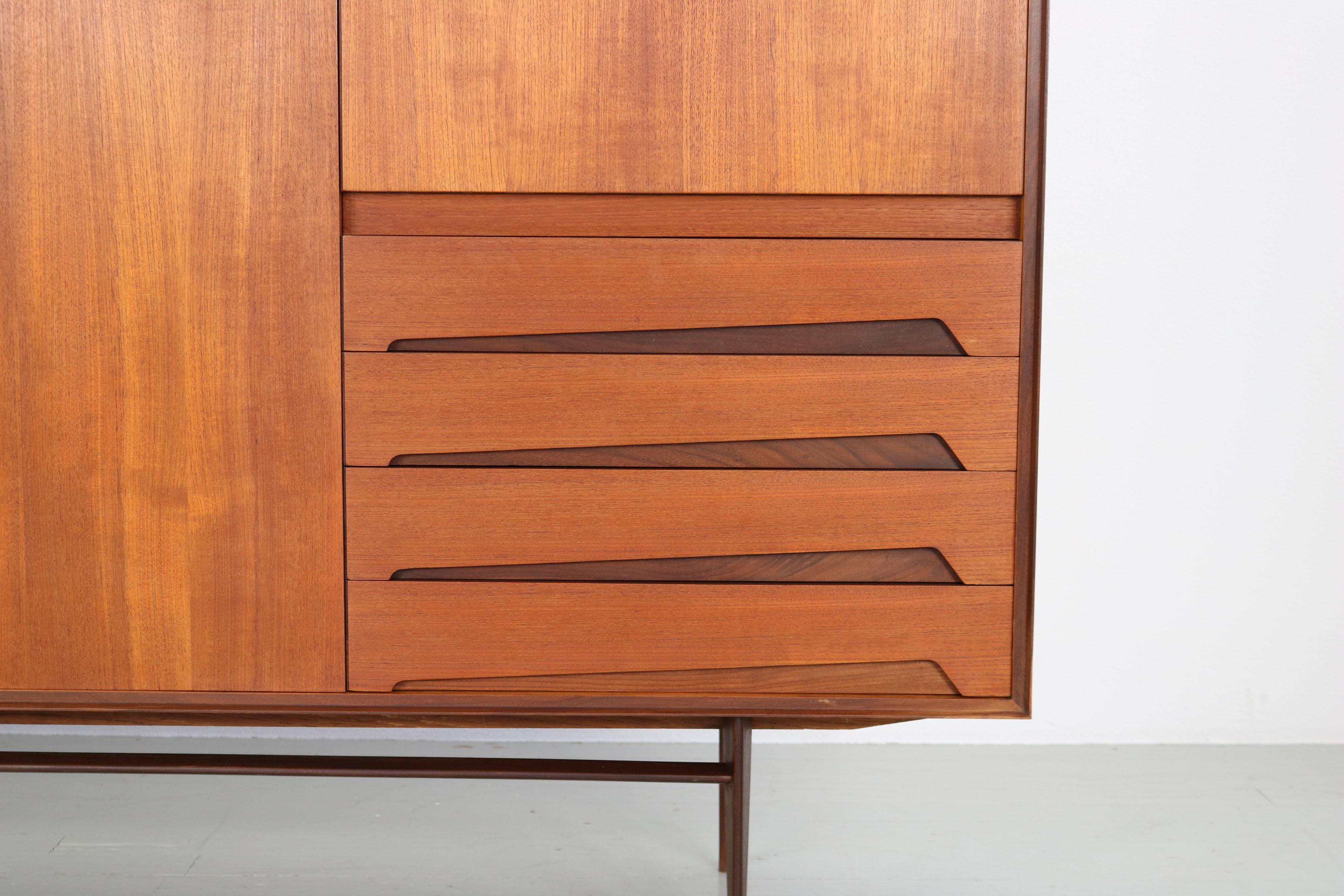 Italian Edmondo Palutari Teak Highboard, Made by Dassi Mobili Iterni, 1960s For Sale