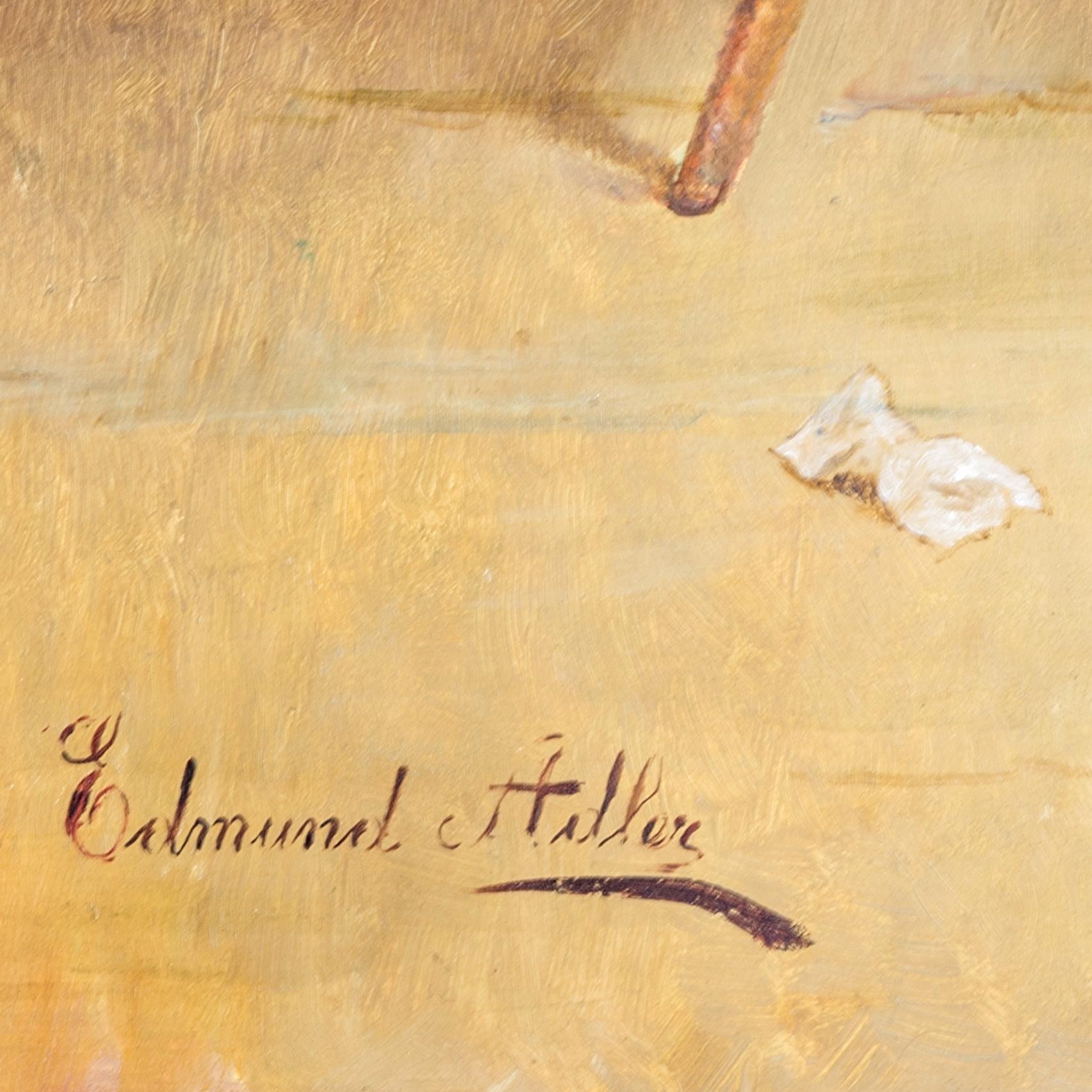 Un bel quadro di Edmund Adler raffigurante dei bambini riuniti in un salotto in vendita 2