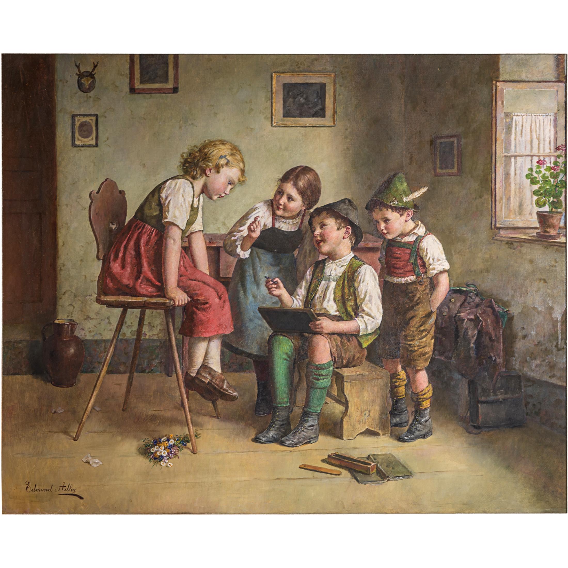 EDMUND ADLER 
Austriaco, 1876-1965

Bambini riuniti in un salotto

Firmato Edmund Adler a sinistra; numerato anche 21767 sul verso.

Olio su tela
21 1/4 x 26 1/2 pollici