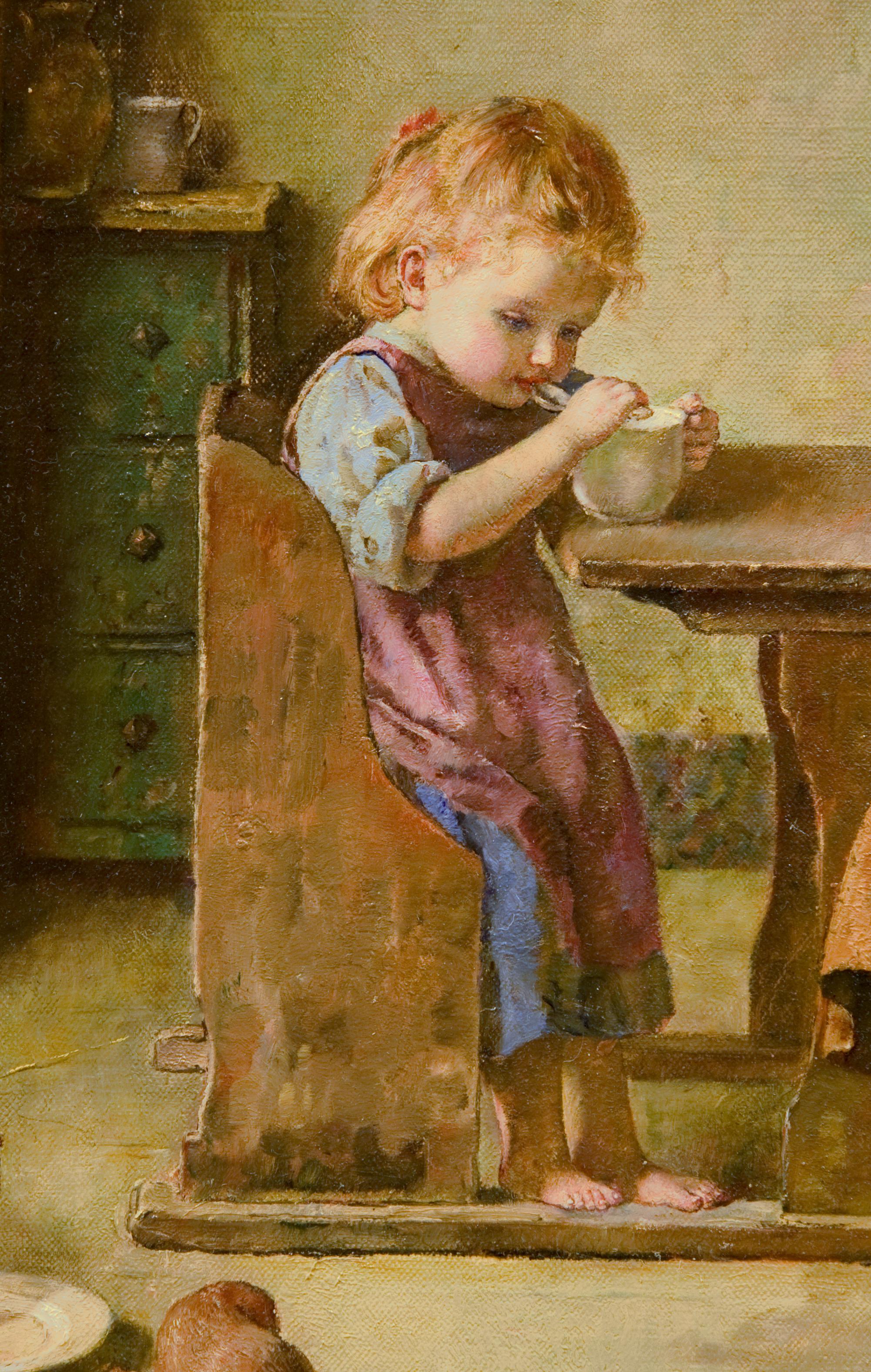 Fütterung der Jungen (Akademisch), Painting, von Edmund Adler