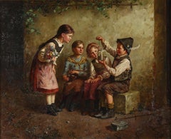 Framed 20th Century Academic Style Pet Oil Painting, 29.5x34"