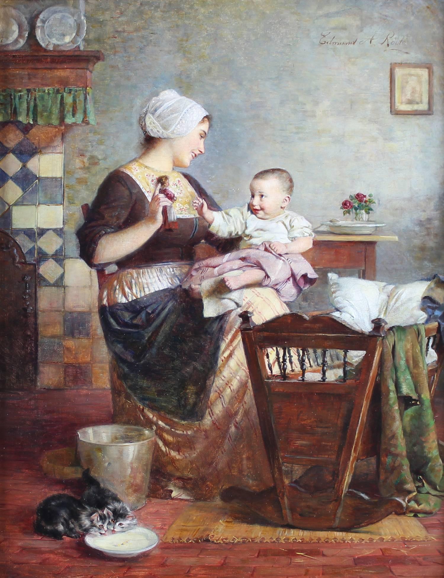 Edmund Adler Figurative Painting - Mother and Child