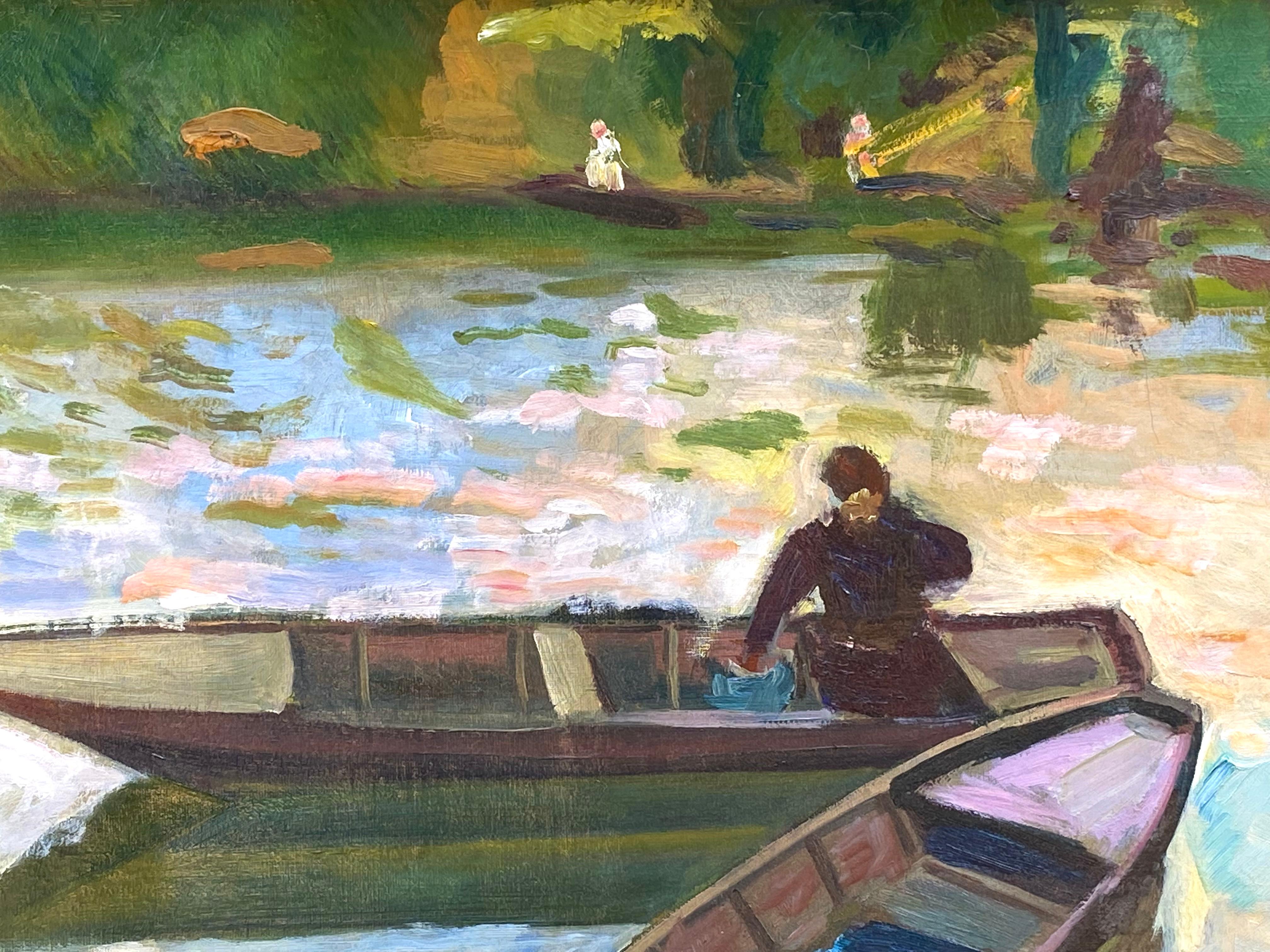 Magnifique huile sur toile post impressionniste de l'artiste français Edmund Amedee Heuze. Signé en bas à droite. Circa 1920.  L'état de la peinture est très bon. Pas de restaurations. Ses peintures sont rarement mises sur le marché. Le tableau est