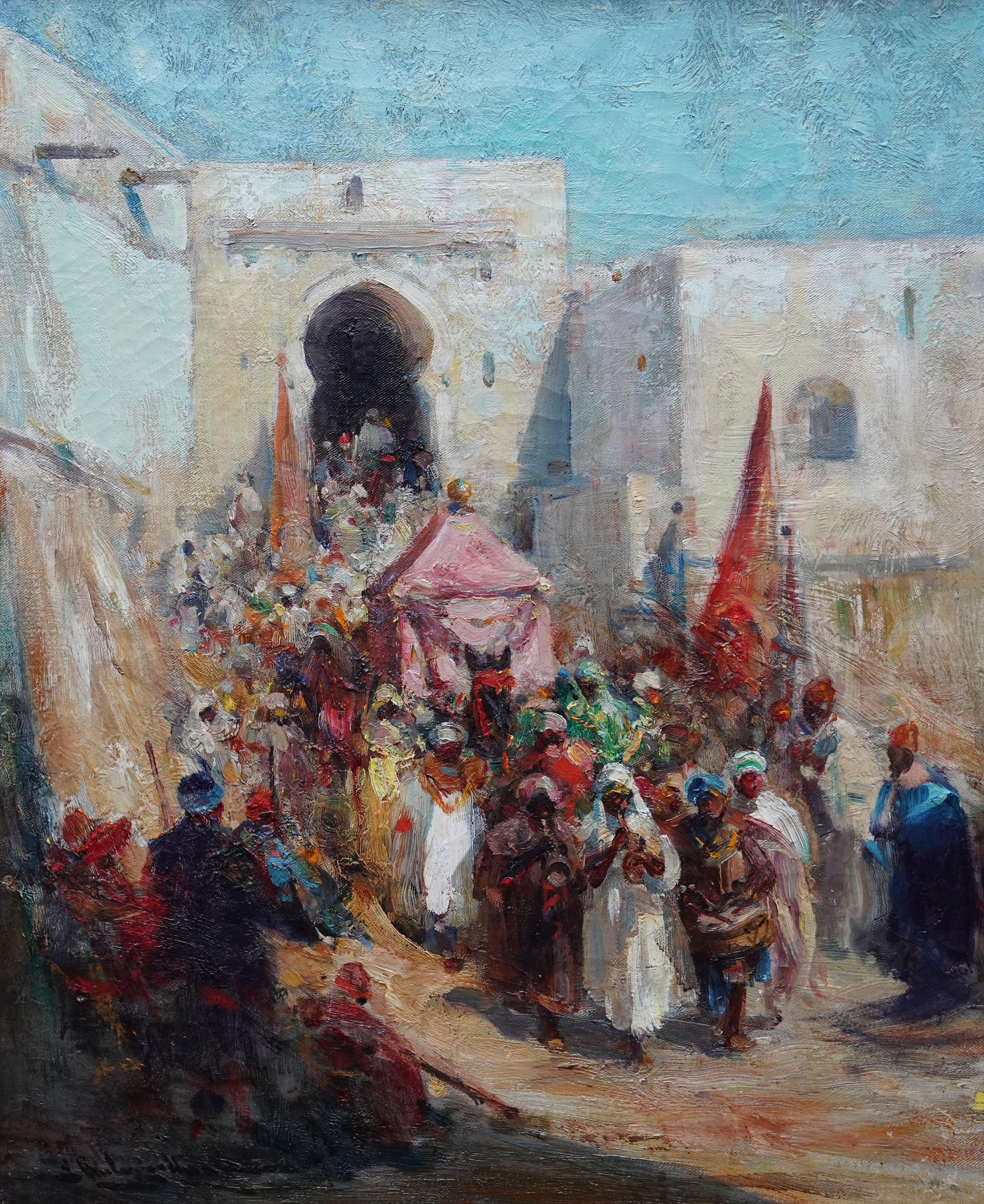 Hayy a la Meca - Pintura al óleo figurativa de arte orientalista impresionista británico en venta 5