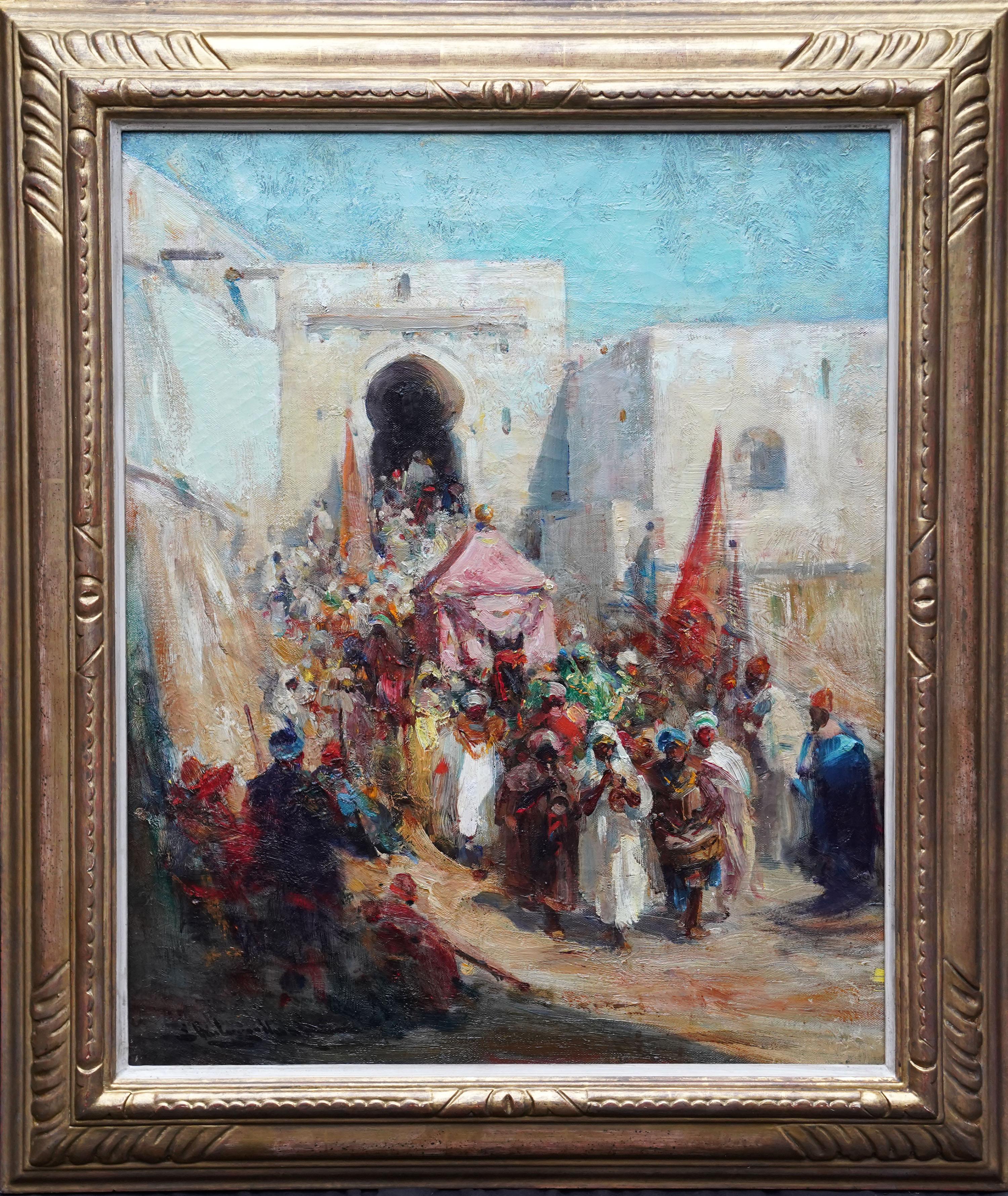 Hayy a la Meca - Pintura al óleo figurativa de arte orientalista impresionista británico en venta 6
