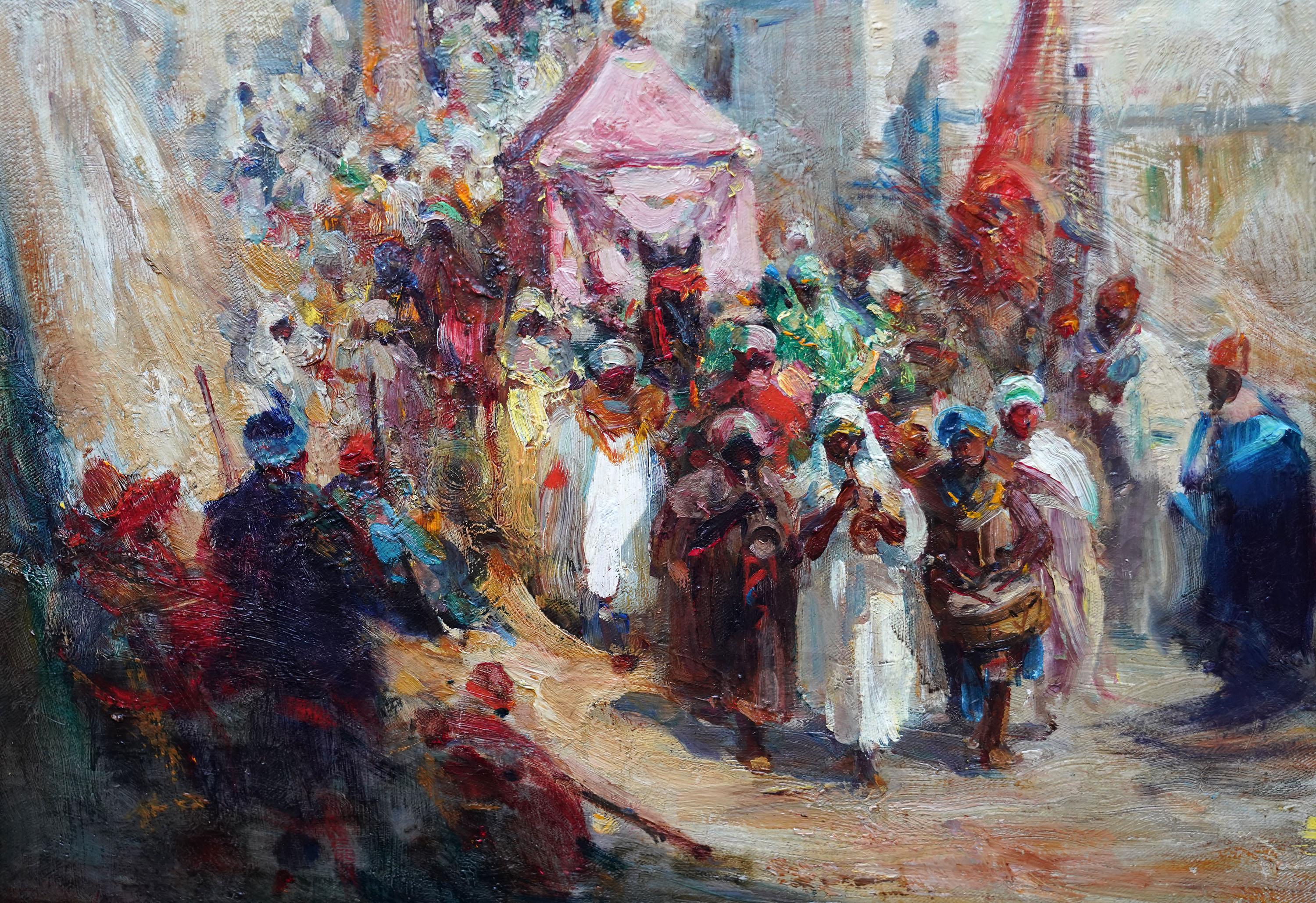 Hayy a la Meca - Pintura al óleo figurativa de arte orientalista impresionista británico en venta 2