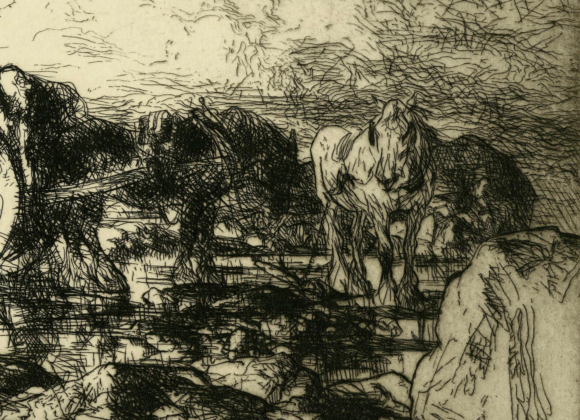 A Jersey Vraic Cart - English School Print by Edmund Blampied